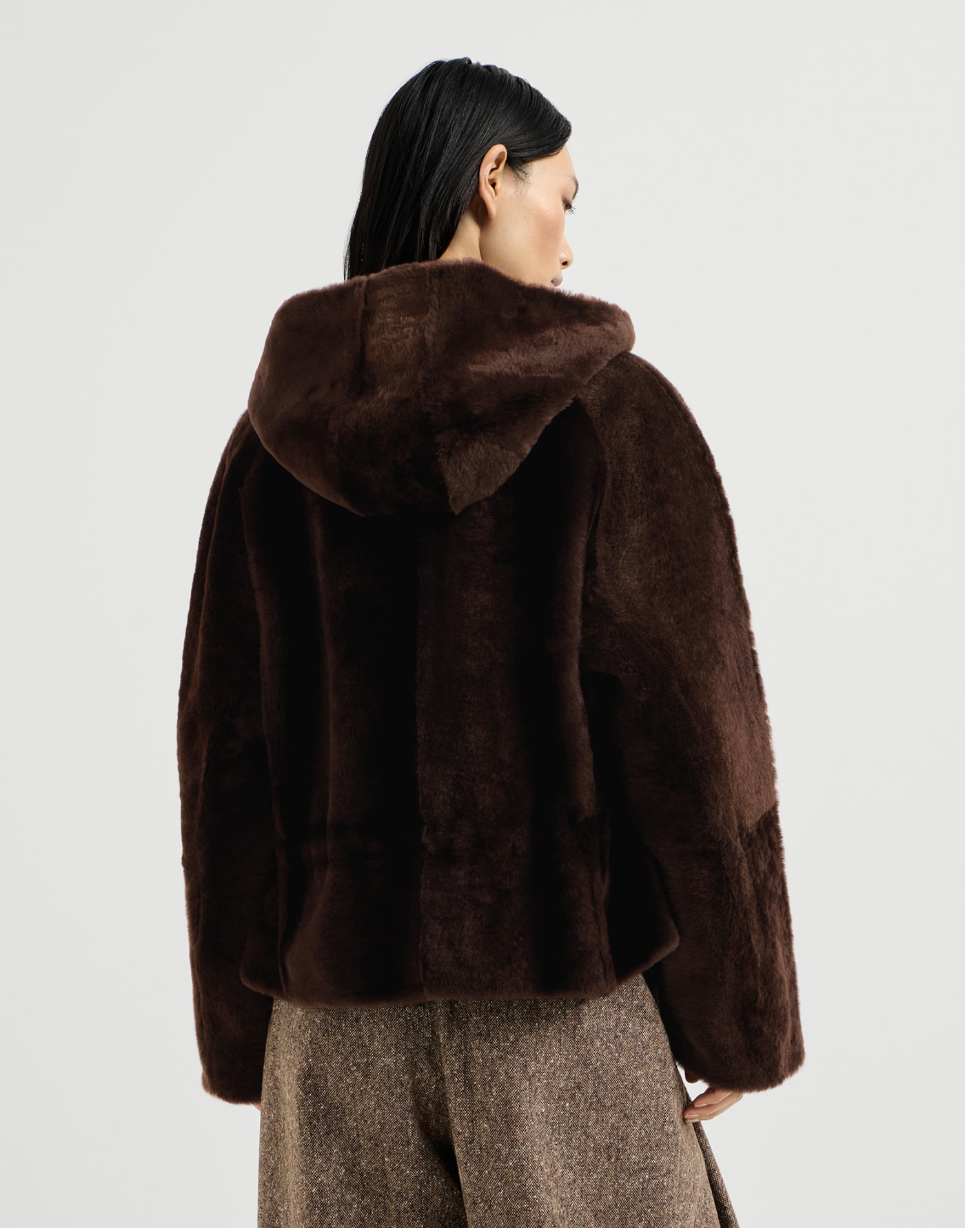 Shearling outerwear Brown Gianduia Woman - Brunello Cucinelli