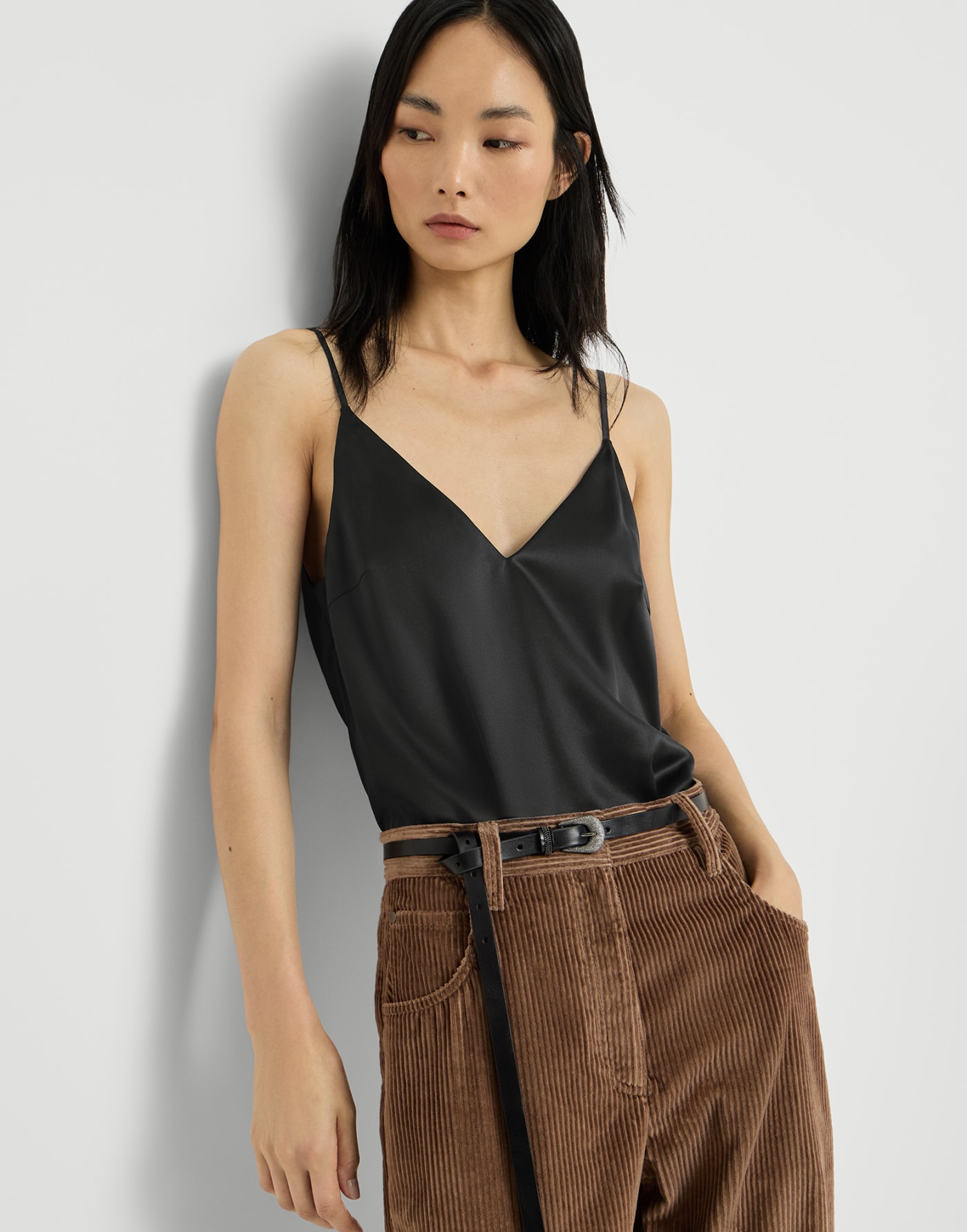 Stretch silk satin camisole Black Woman - Brunello Cucinelli