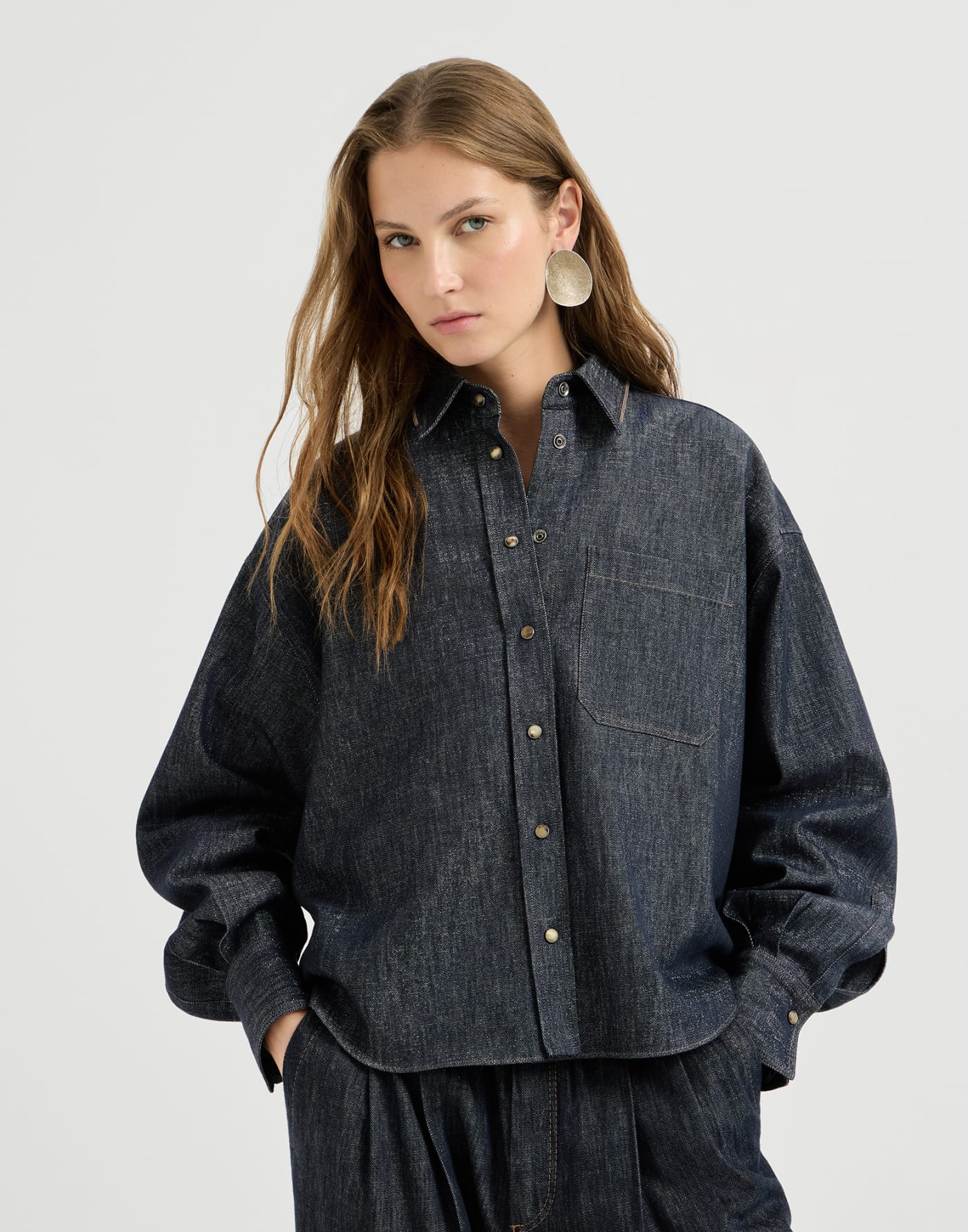 Sparkling no-fade denim shirt Denim Woman - Brunello Cucinelli