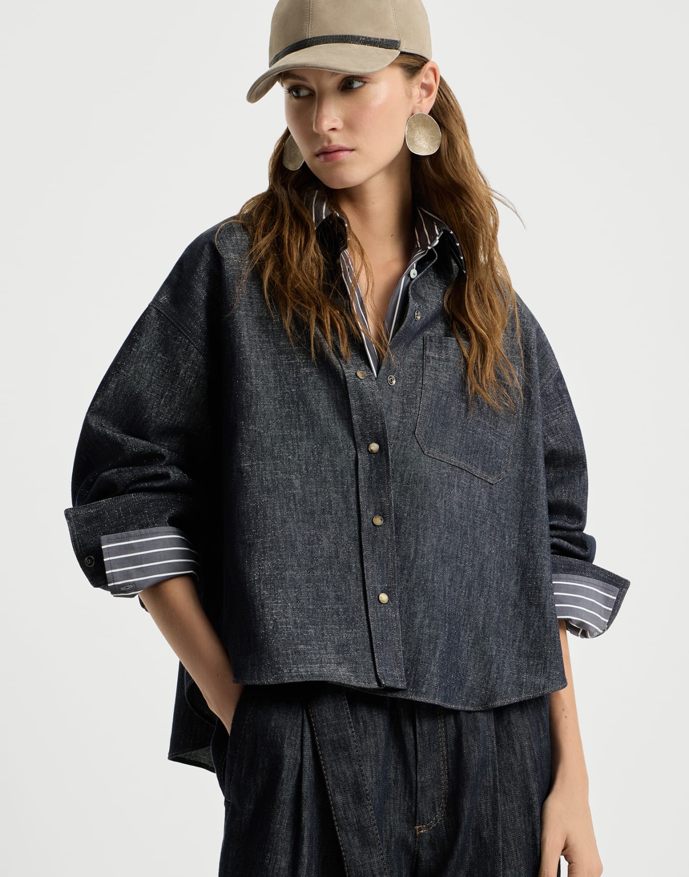 Sparkling no-fade denim shirt Denim Woman - Brunello Cucinelli