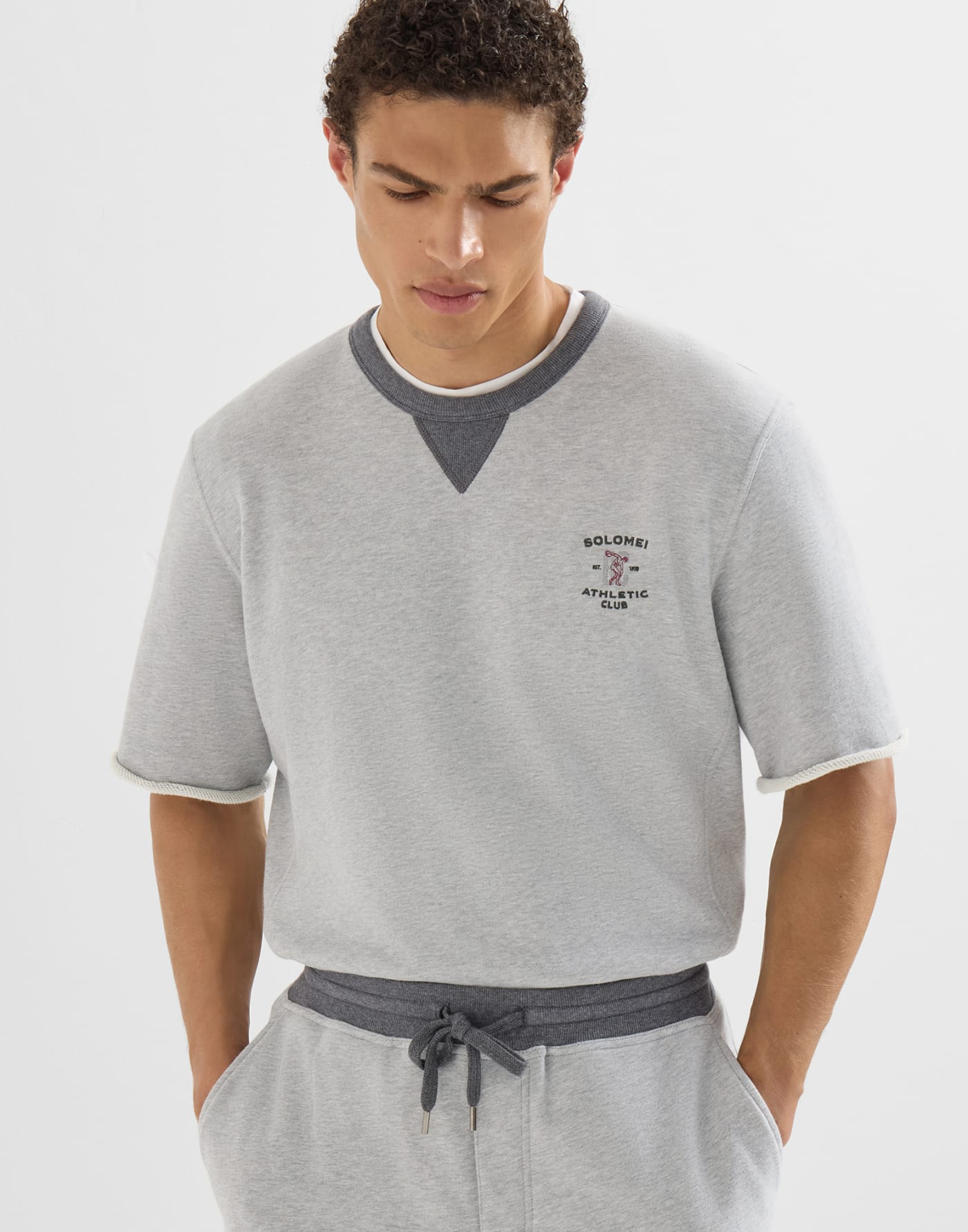Sweatshirt mit Stickerei Grau Herren - Brunello Cucinelli