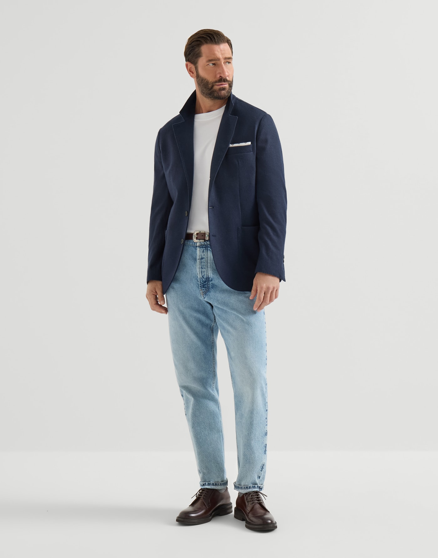 Cashmere jersey blazer Cobalt Man - Brunello Cucinelli