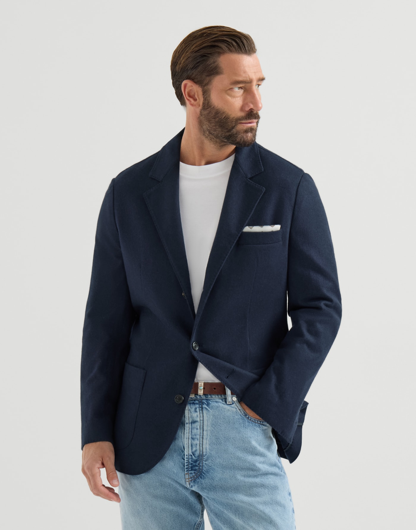 Cashmere jersey blazer Cobalt Man - Brunello Cucinelli