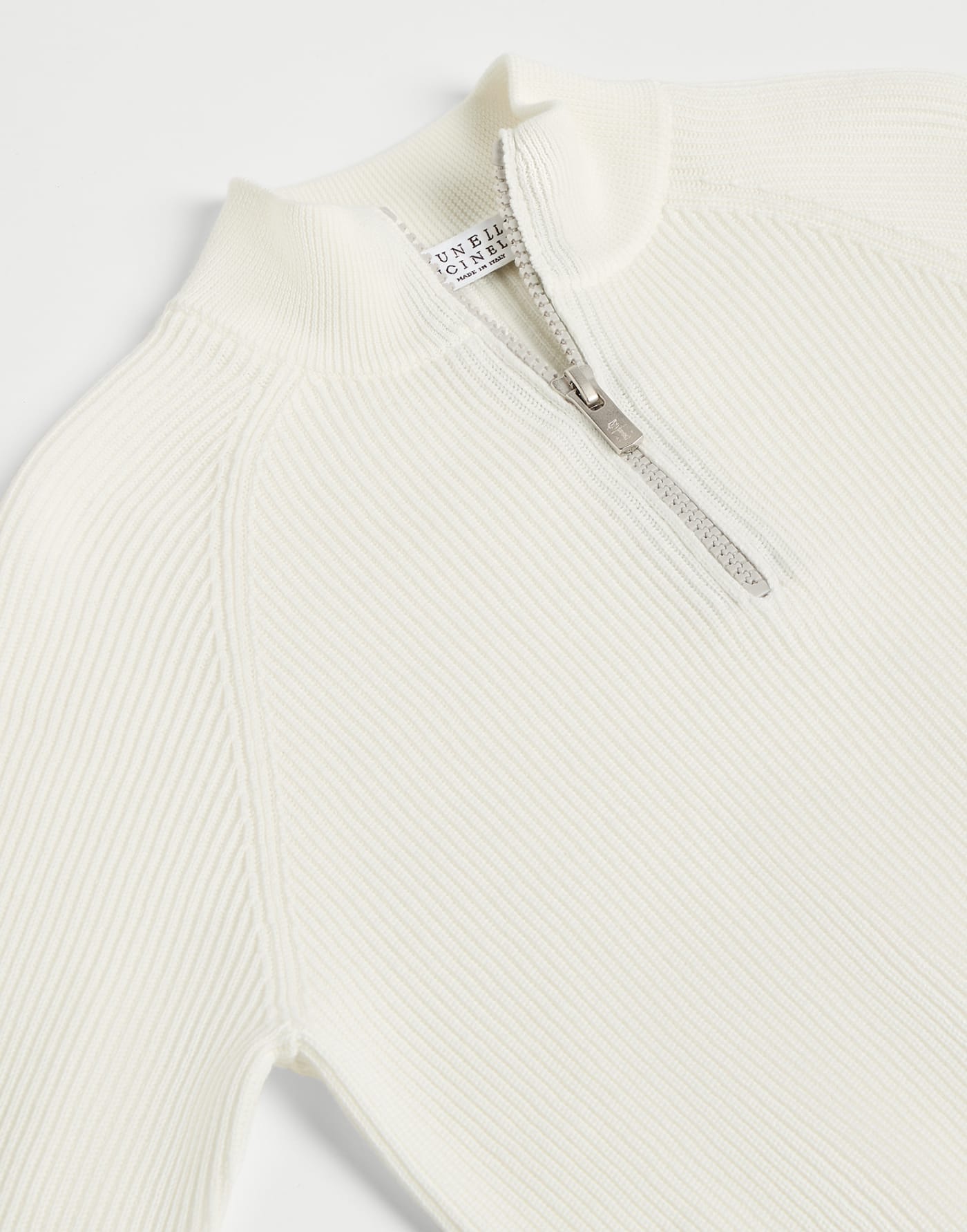 English rib sweater with half zip Panama Boys - Brunello Cucinelli