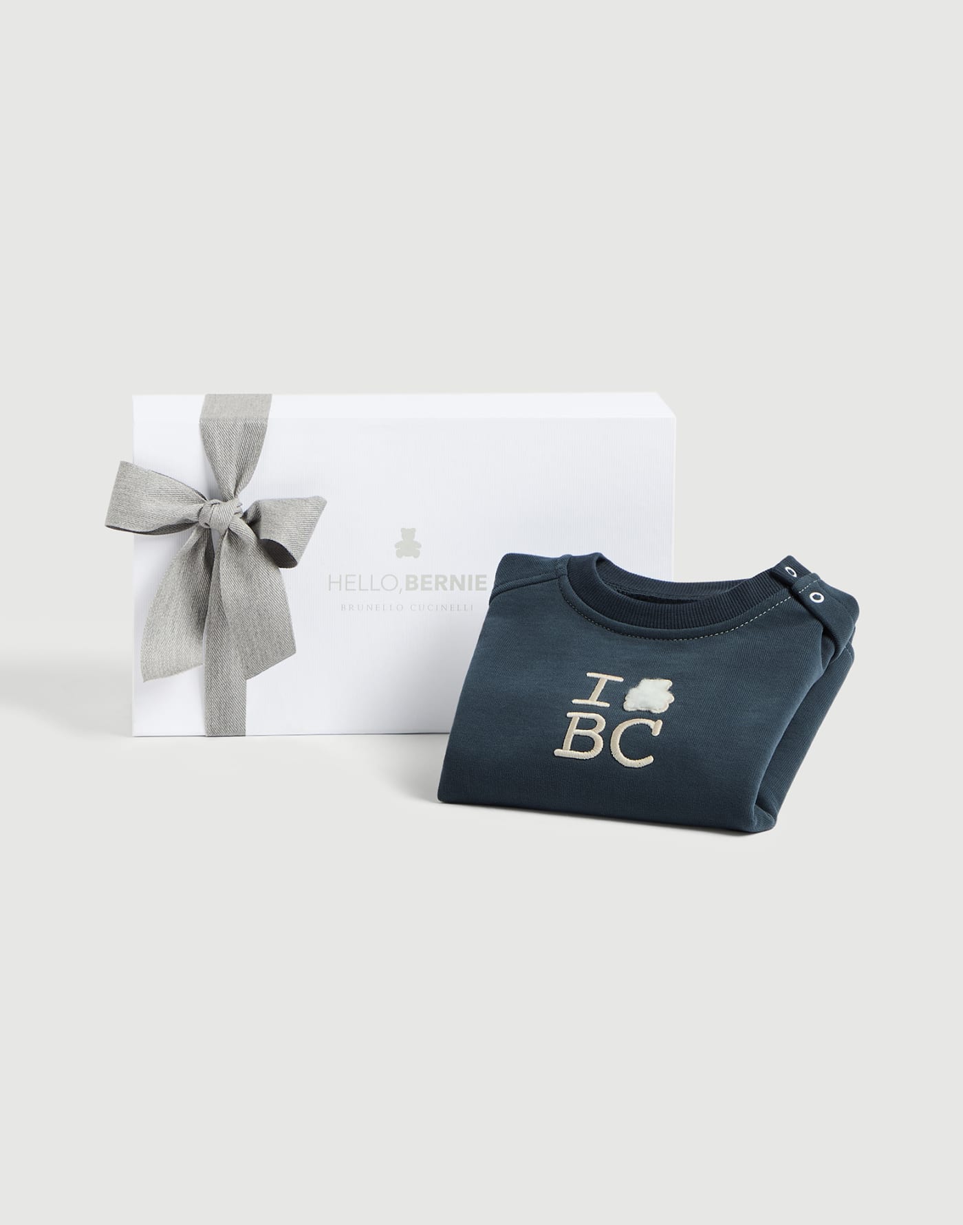 Cotton French terry Baby Bernie sweatshirt Blue Baby - Brunello Cucinelli