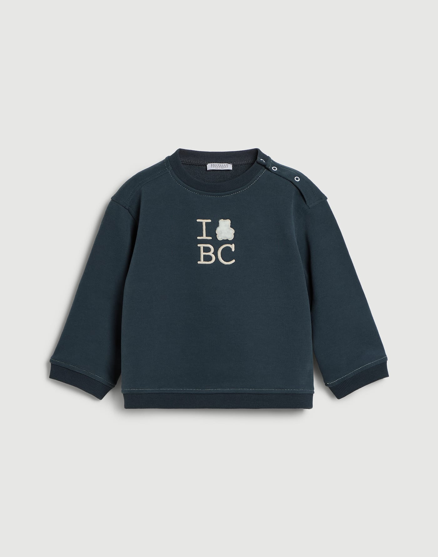 Bernie 嬰幼兒棉質絨面上衣 藍色 嬰幼兒 - Brunello Cucinelli