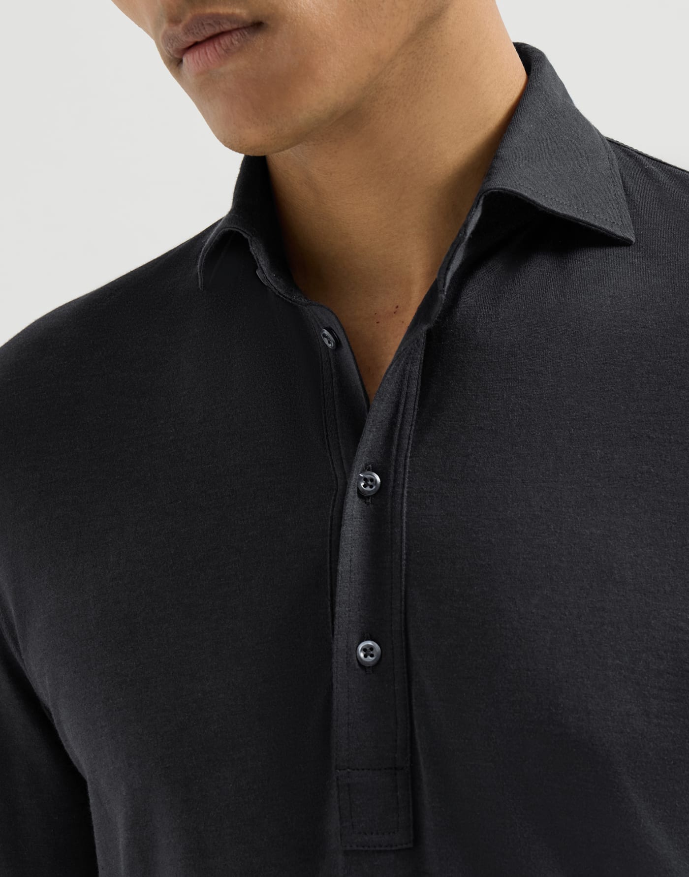 Lightweight jersey long sleeve polo Navy Blue Man - Brunello Cucinelli