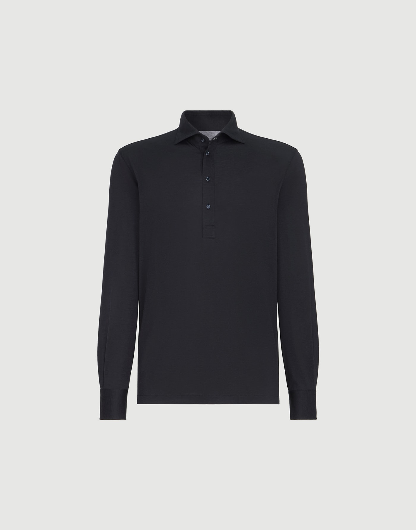 Lightweight jersey long sleeve polo Navy Blue Man - Brunello Cucinelli