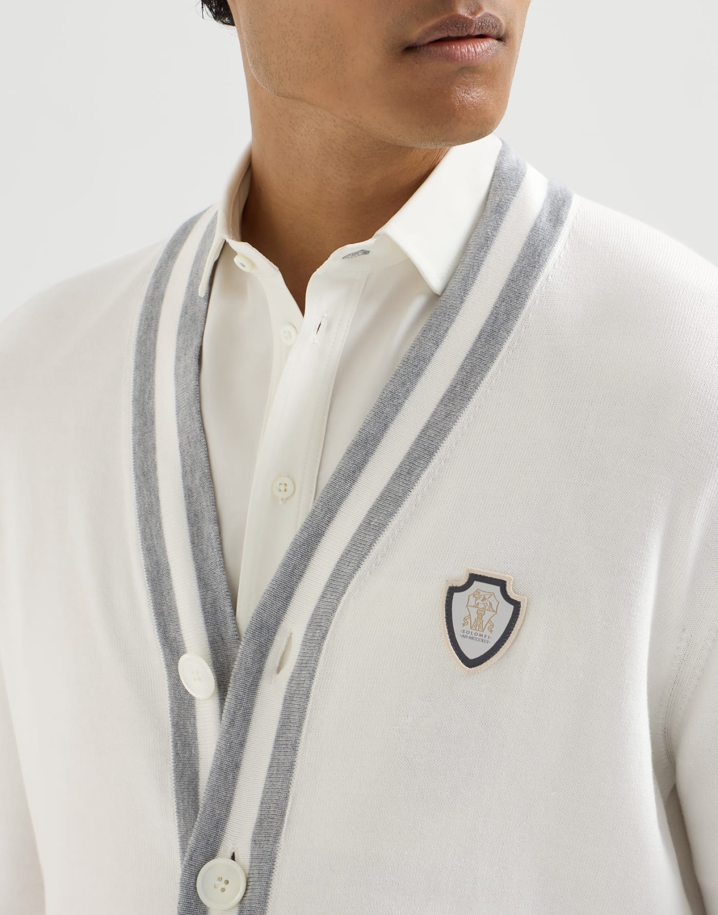 Cárdigan de algodón con logotipo Blanco Hombre - Brunello Cucinelli