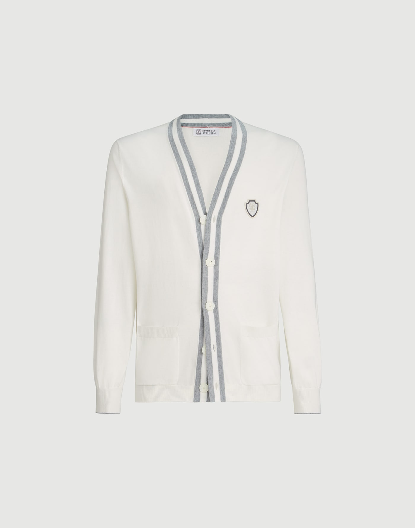 Cárdigan de algodón con logotipo Blanco Hombre - Brunello Cucinelli