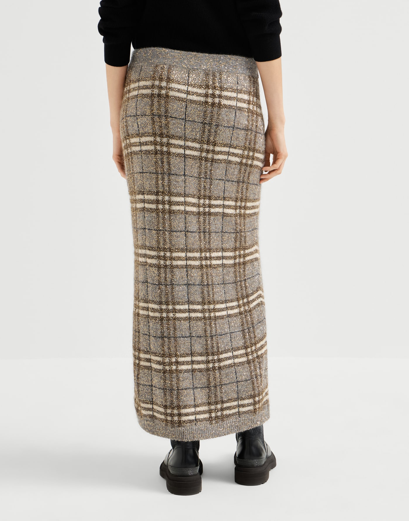 Dazzling Prince of Wales skirt Light Brown Woman - Brunello Cucinelli