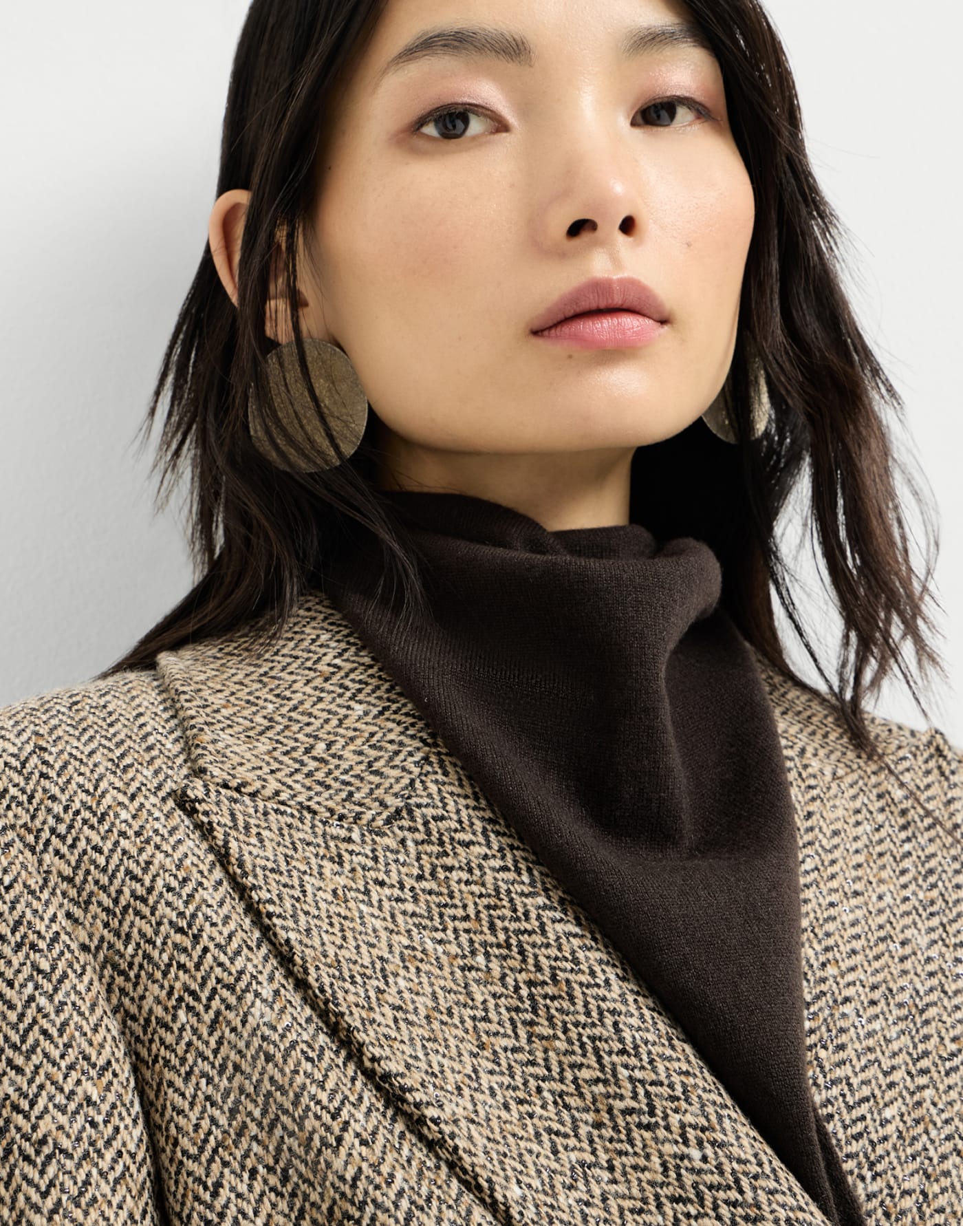 喀什米爾羊絨珠飾方巾 咖啡色 女士 - Brunello Cucinelli