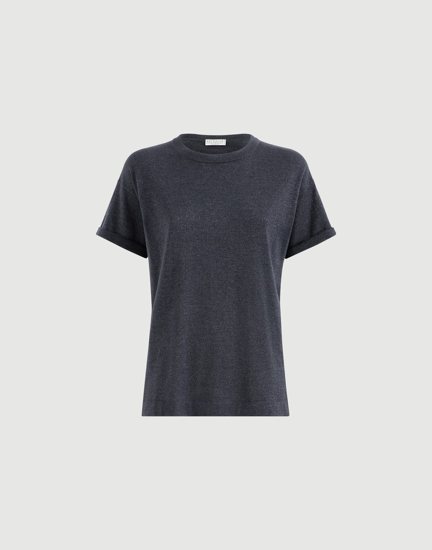 Cashmere and silk knit T-shirt Blue Woman - Brunello Cucinelli