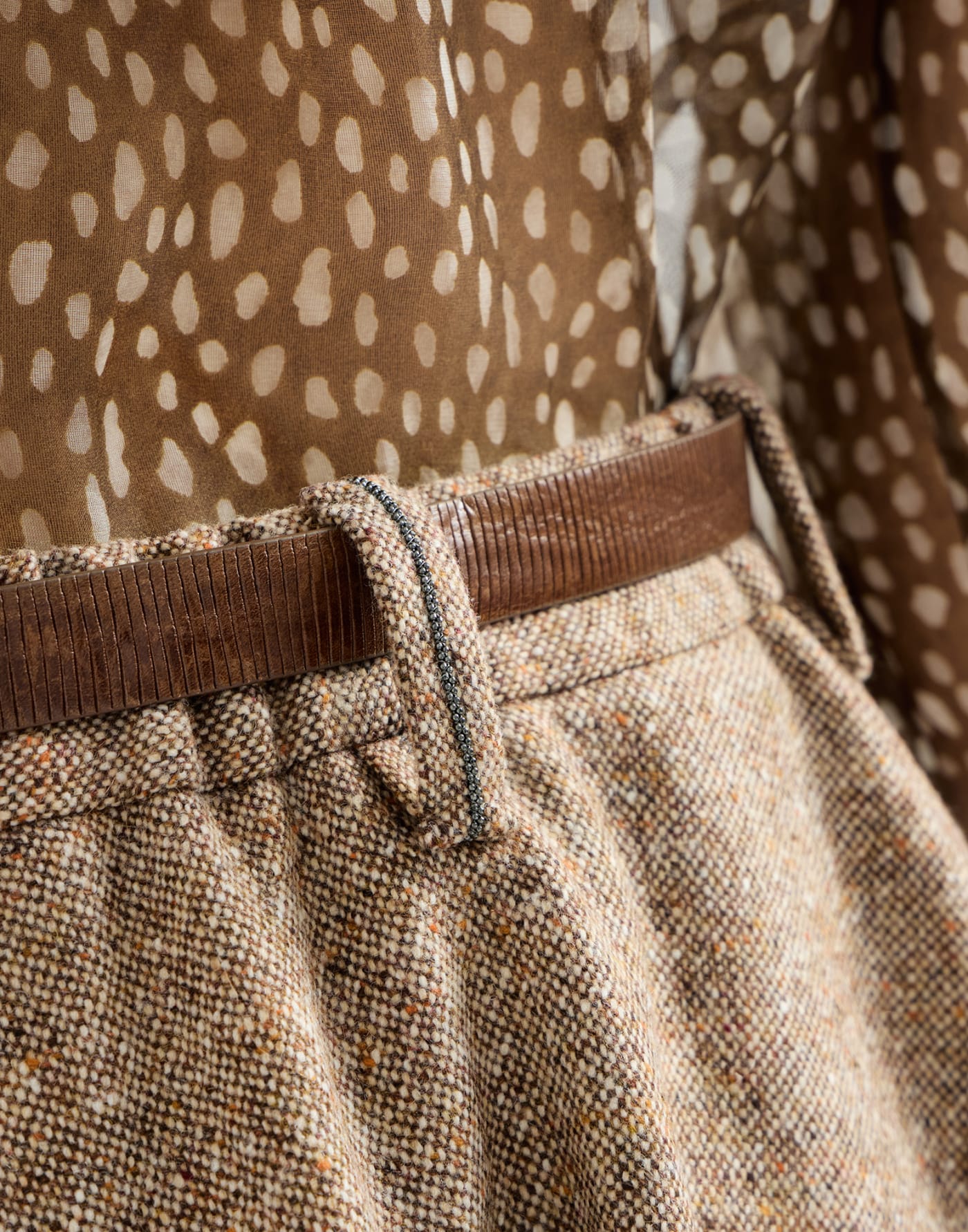 Gonna Mini Circle in donegal Marrone Chiaro Donna - Brunello Cucinelli