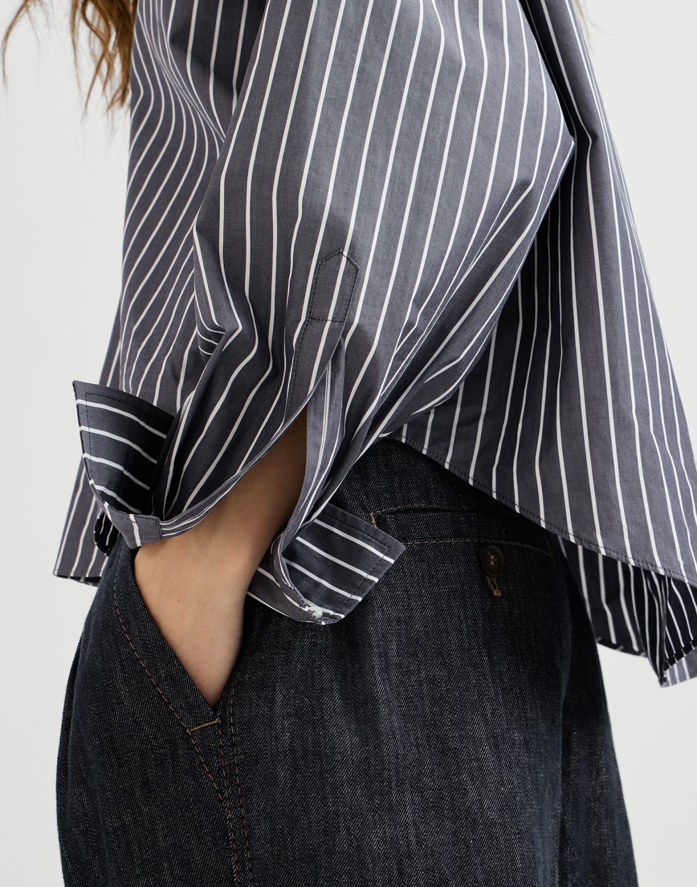 Striped poplin shirt Denim Woman - Brunello Cucinelli