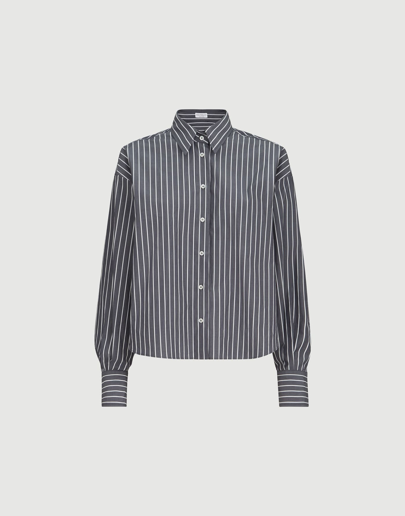 Striped poplin shirt Denim Woman - Brunello Cucinelli