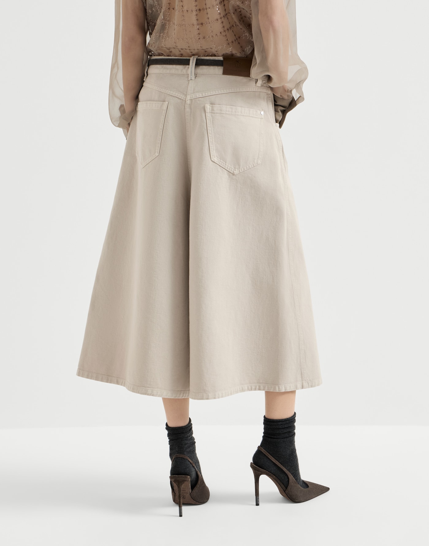 Wide cropped trousers Sand Woman - Brunello Cucinelli