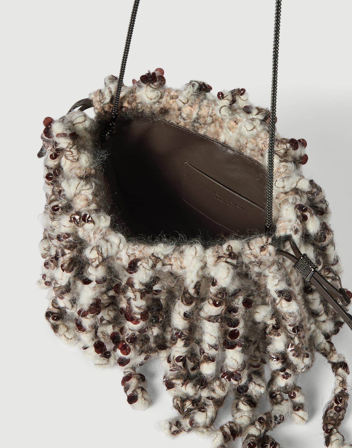 Dazzling Twist Embroidery pouch bag Brown Woman - Brunello Cucinelli