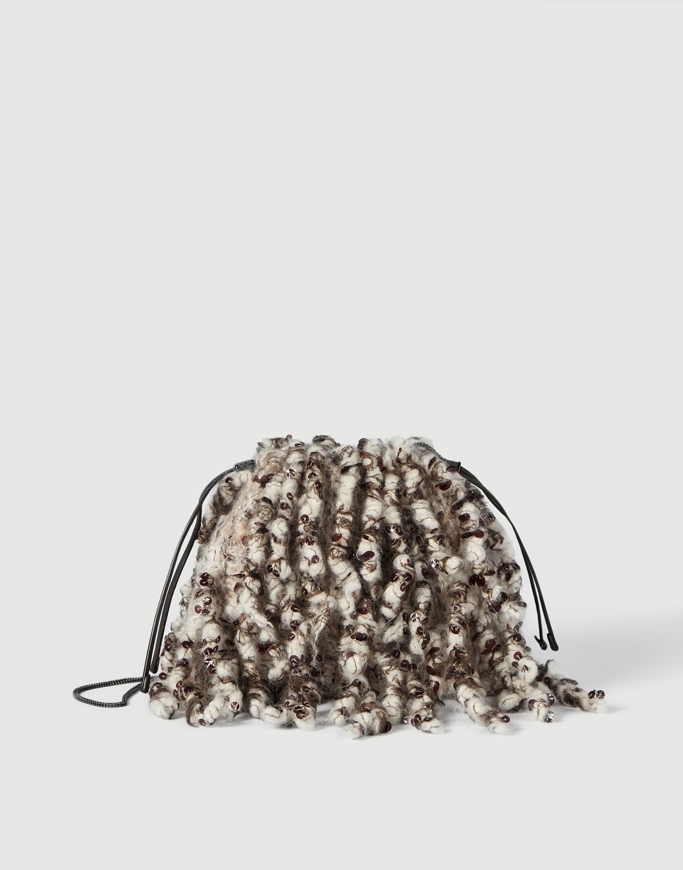 Dazzling Twist Embroidery pouch bag Brown Woman - Brunello Cucinelli