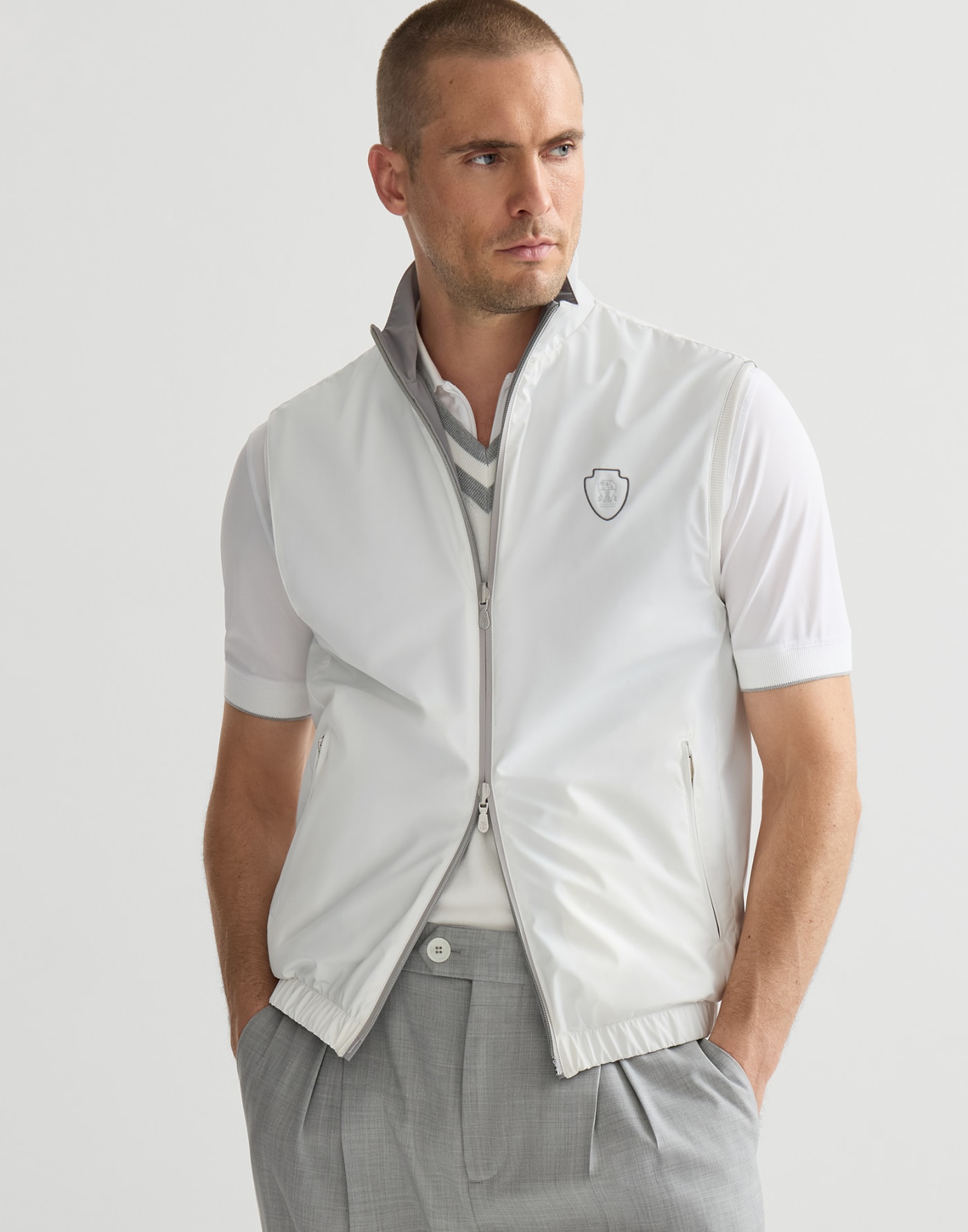 Reversible nylon vest Off-White Man - Brunello Cucinelli