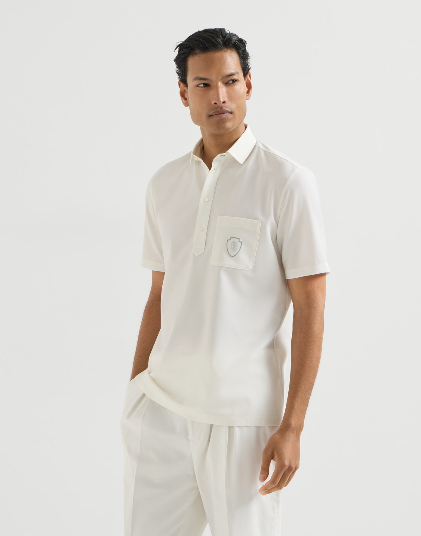 Polo mit Logo Weiß Herren - Brunello Cucinelli