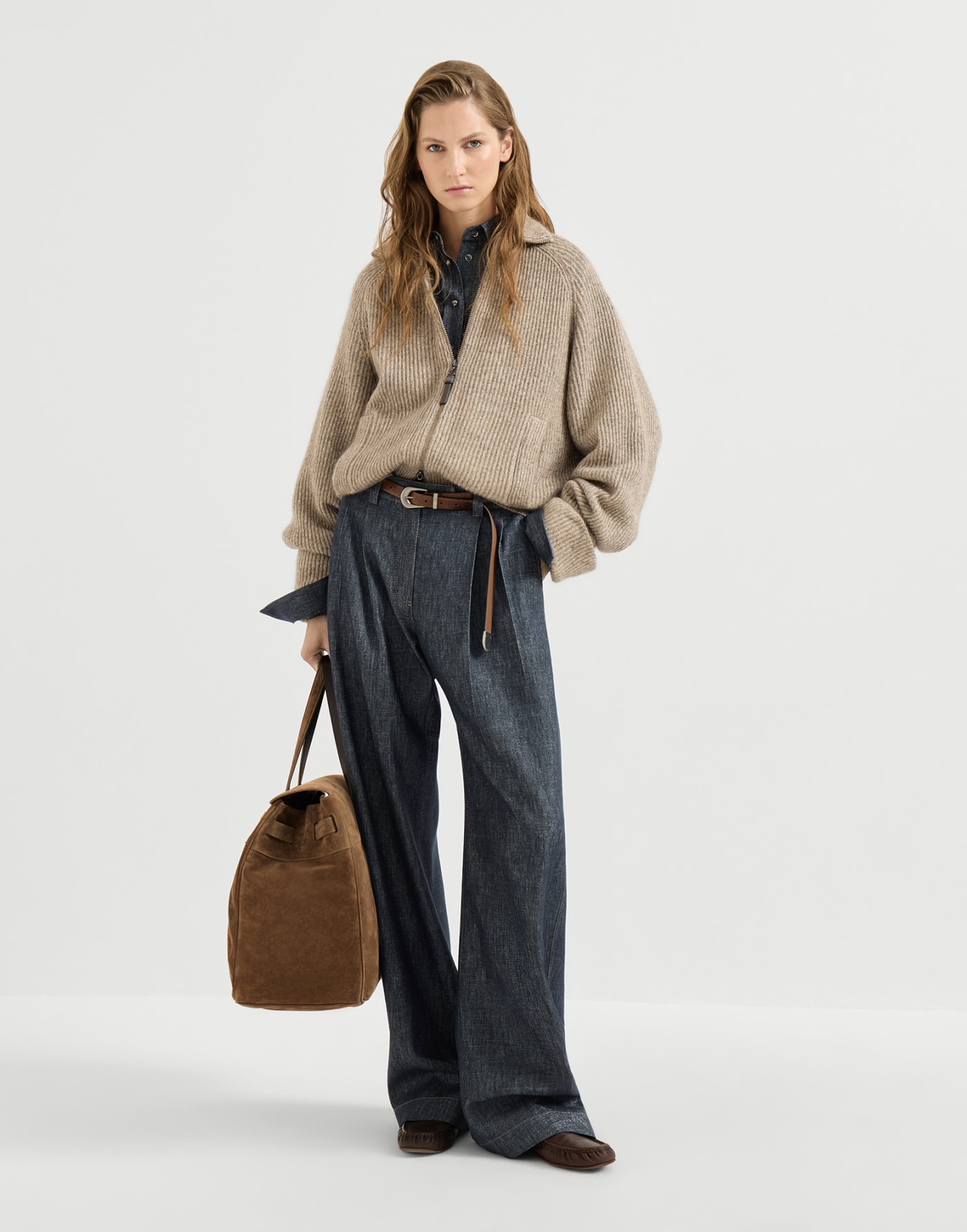 Loose Curved trousers Denim Woman - Brunello Cucinelli