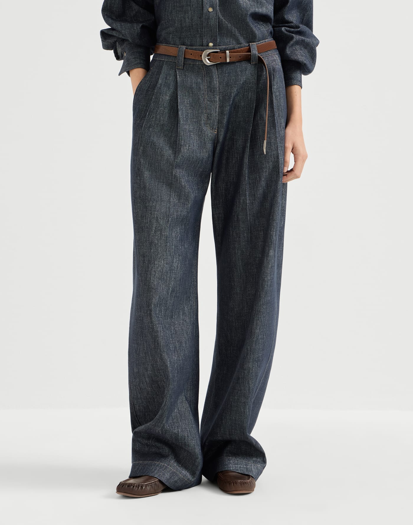 Loose Curved trousers Denim Woman - Brunello Cucinelli