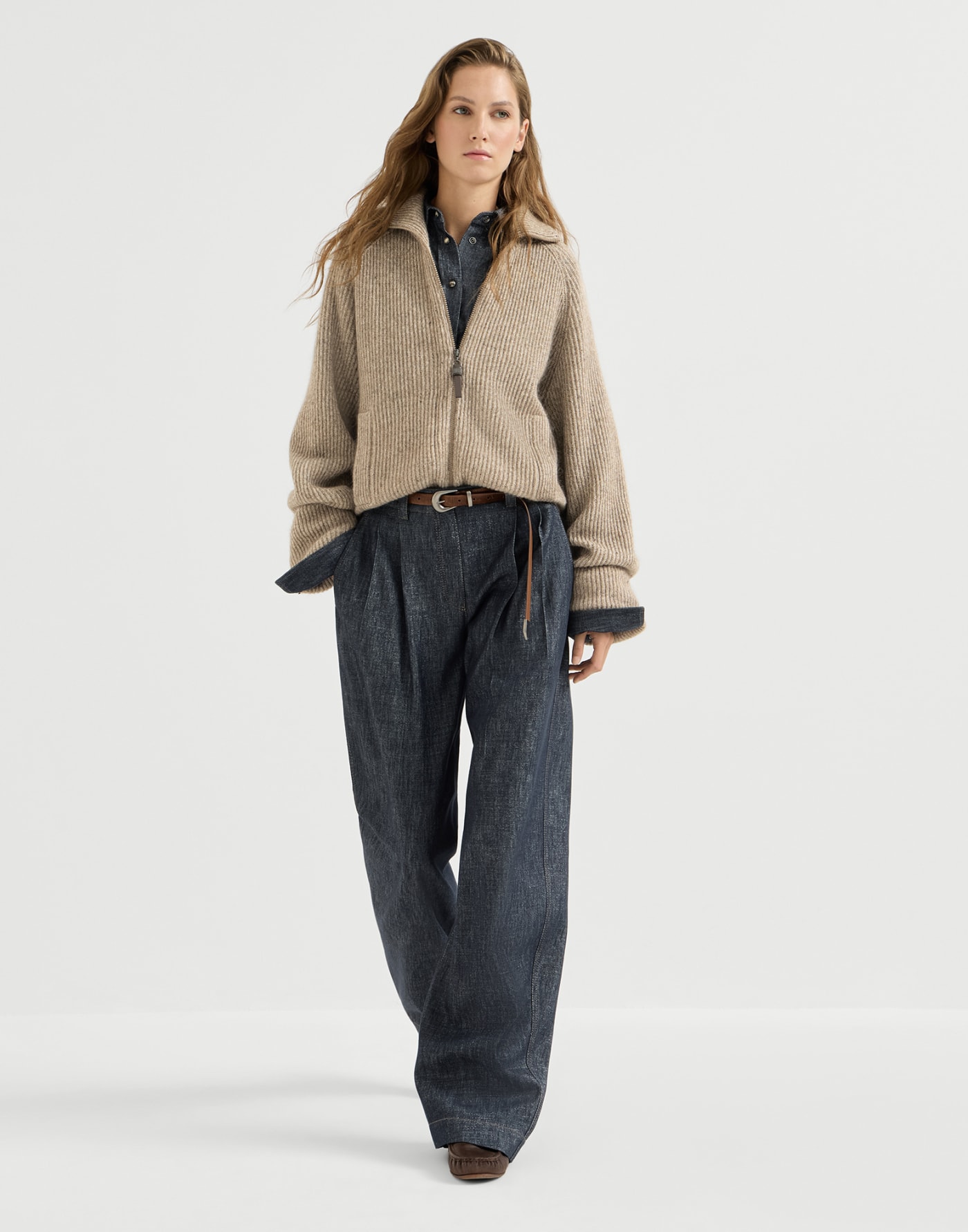 Loose Curved trousers Denim Woman - Brunello Cucinelli