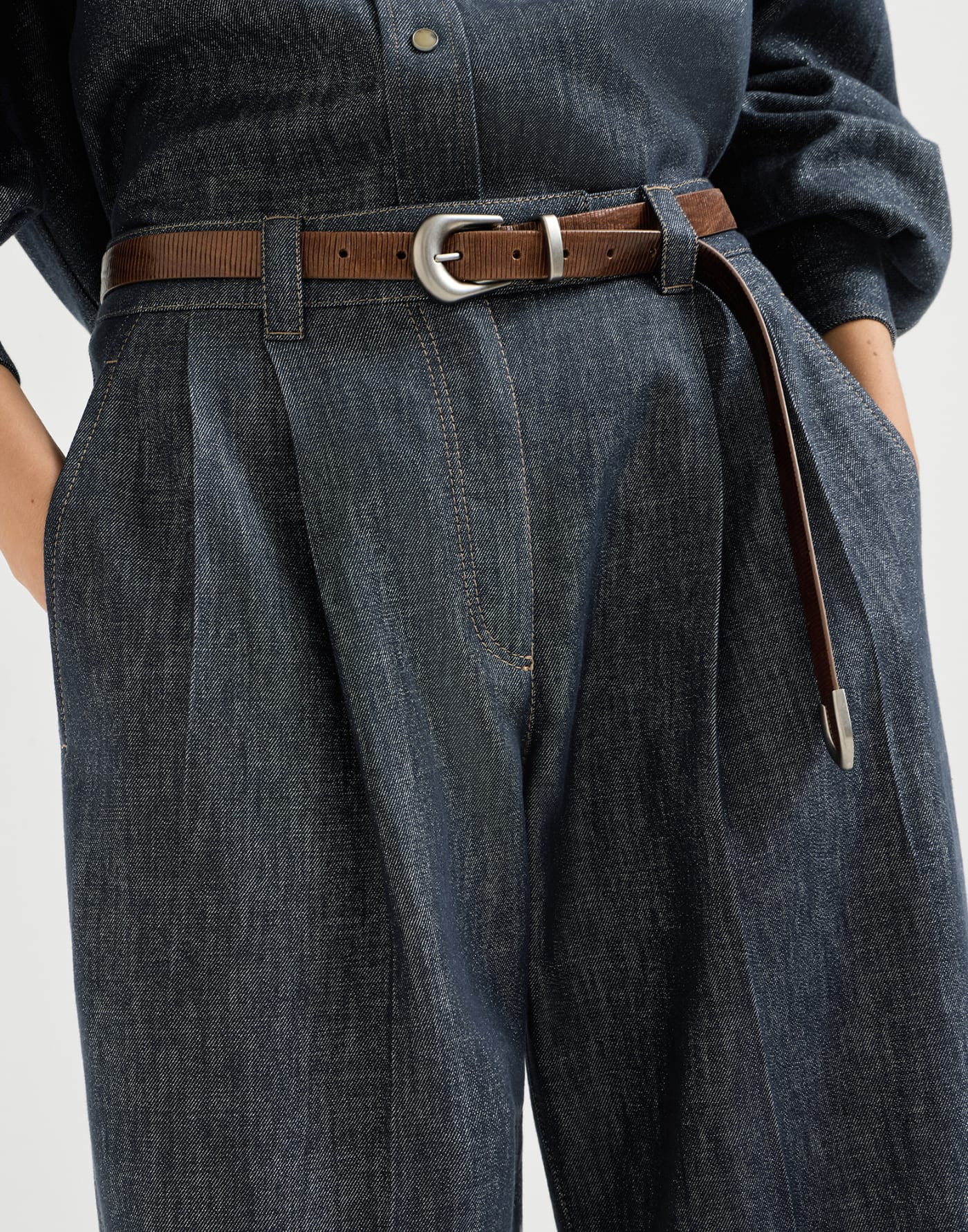 Loose Curved trousers Denim Woman - Brunello Cucinelli