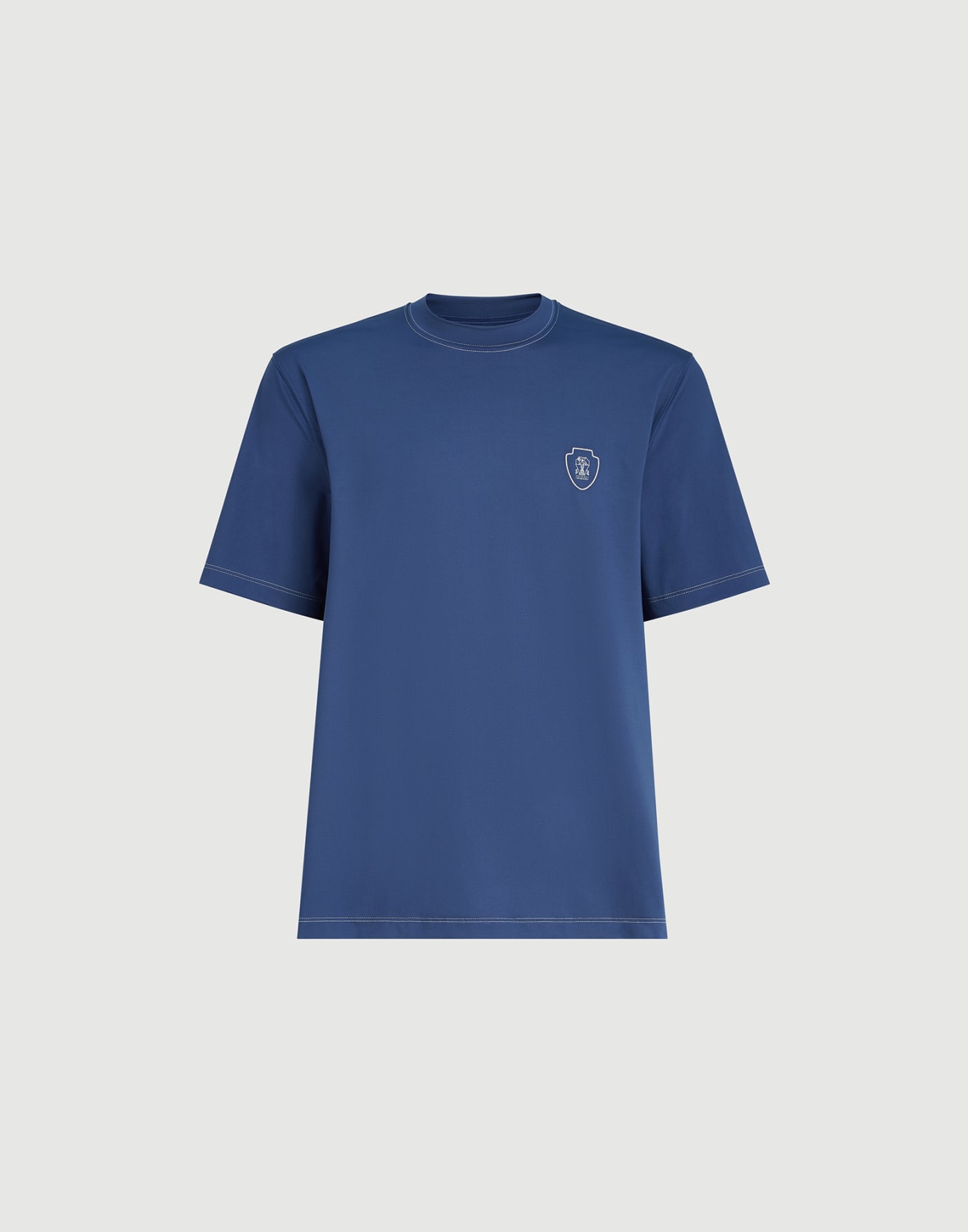 Crew-neck T-shirt Avio Blue Man - Brunello Cucinelli