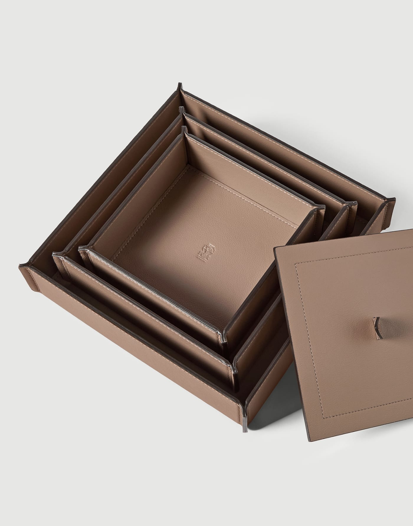 Tris di scatole portaoggetti con coperchio Marrone Lifestyle - Brunello Cucinelli