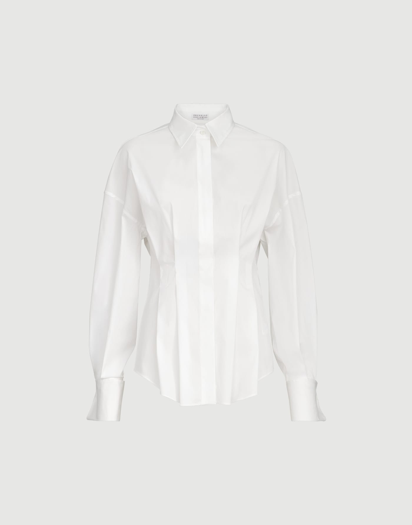 Chemise Pleated en popeline Blanc Femme - Brunello Cucinelli
