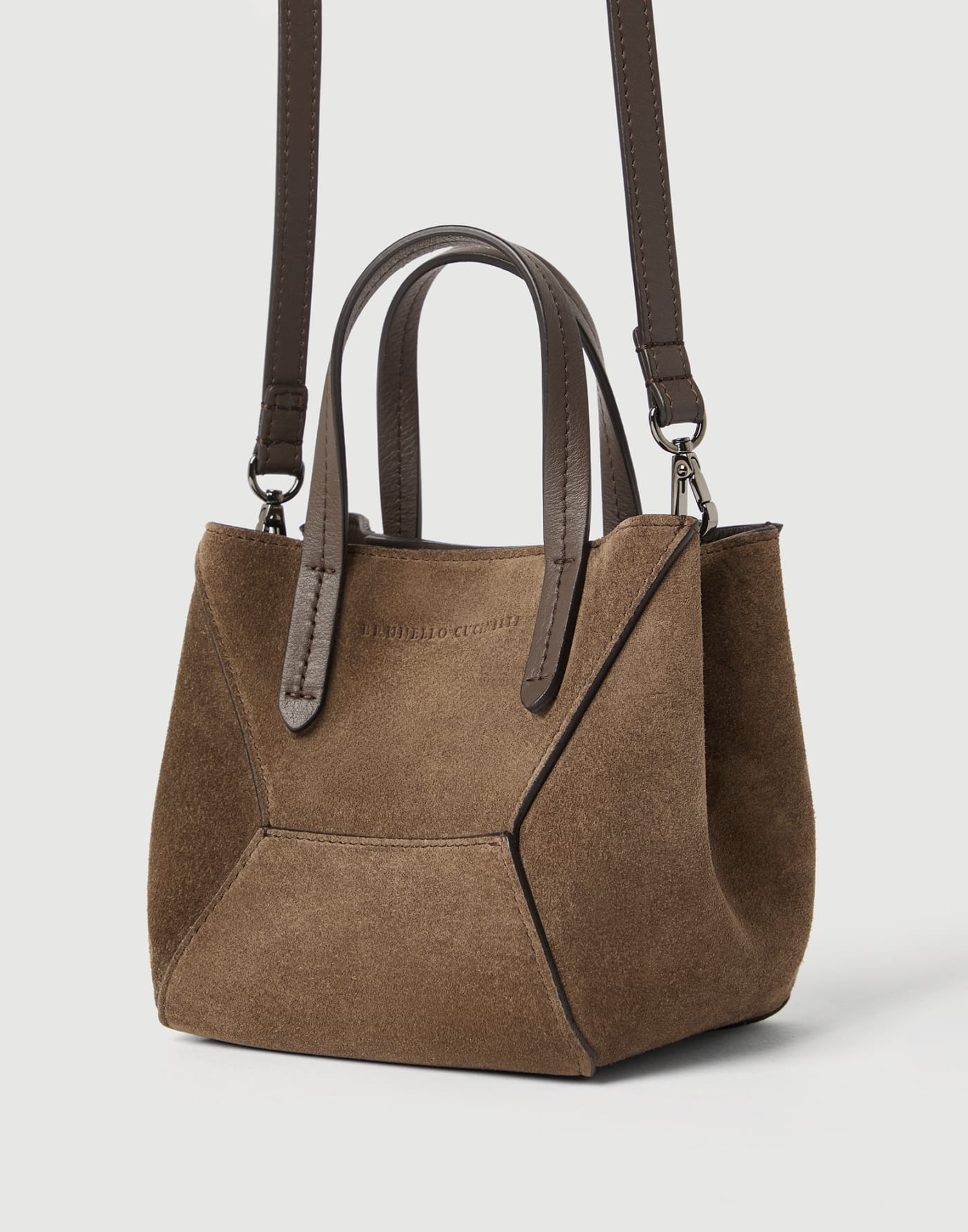 BC Duo mini bag in suede with monili Bark Woman - Brunello Cucinelli