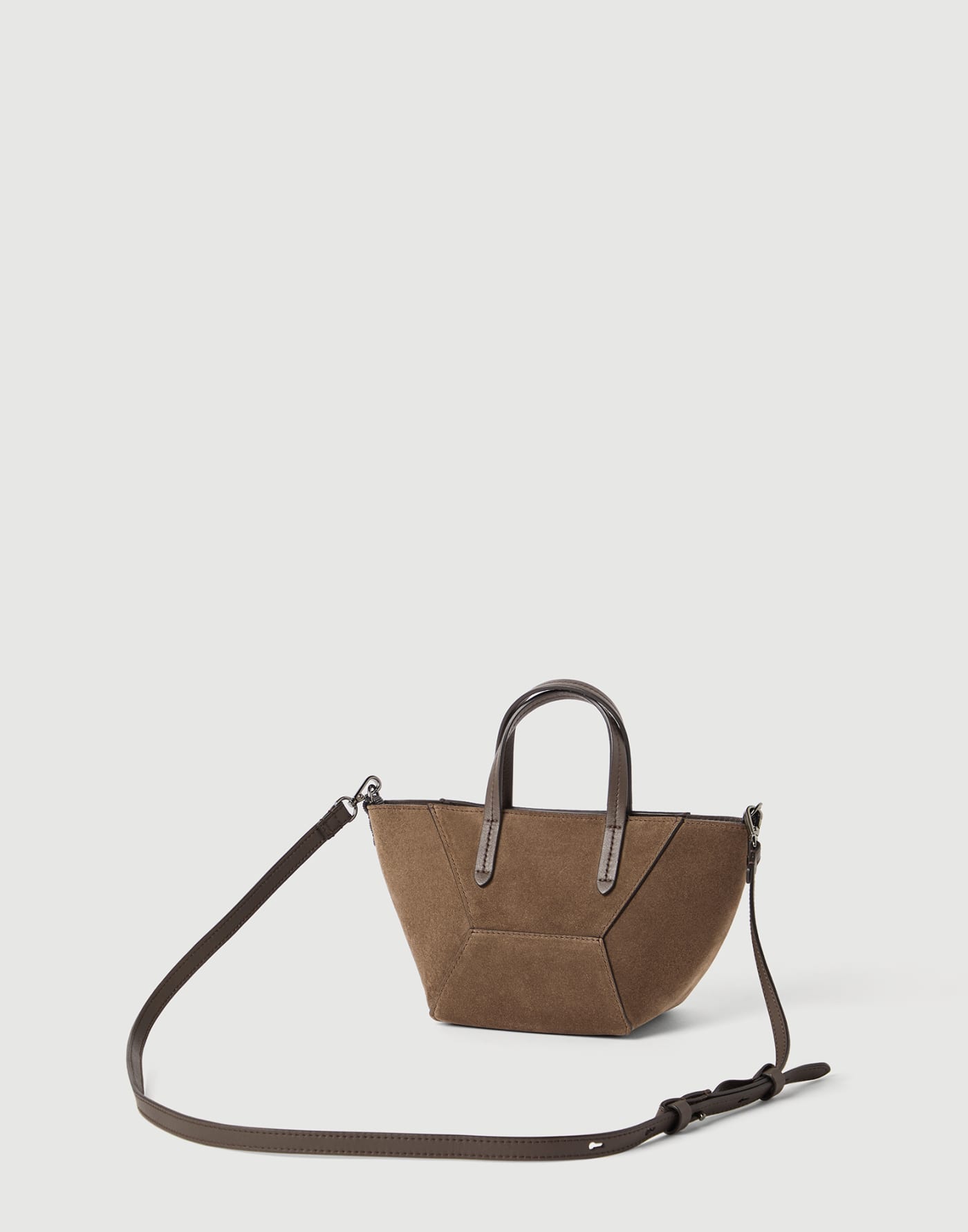 BC Duo mini bag in suede with monili Bark Woman - Brunello Cucinelli