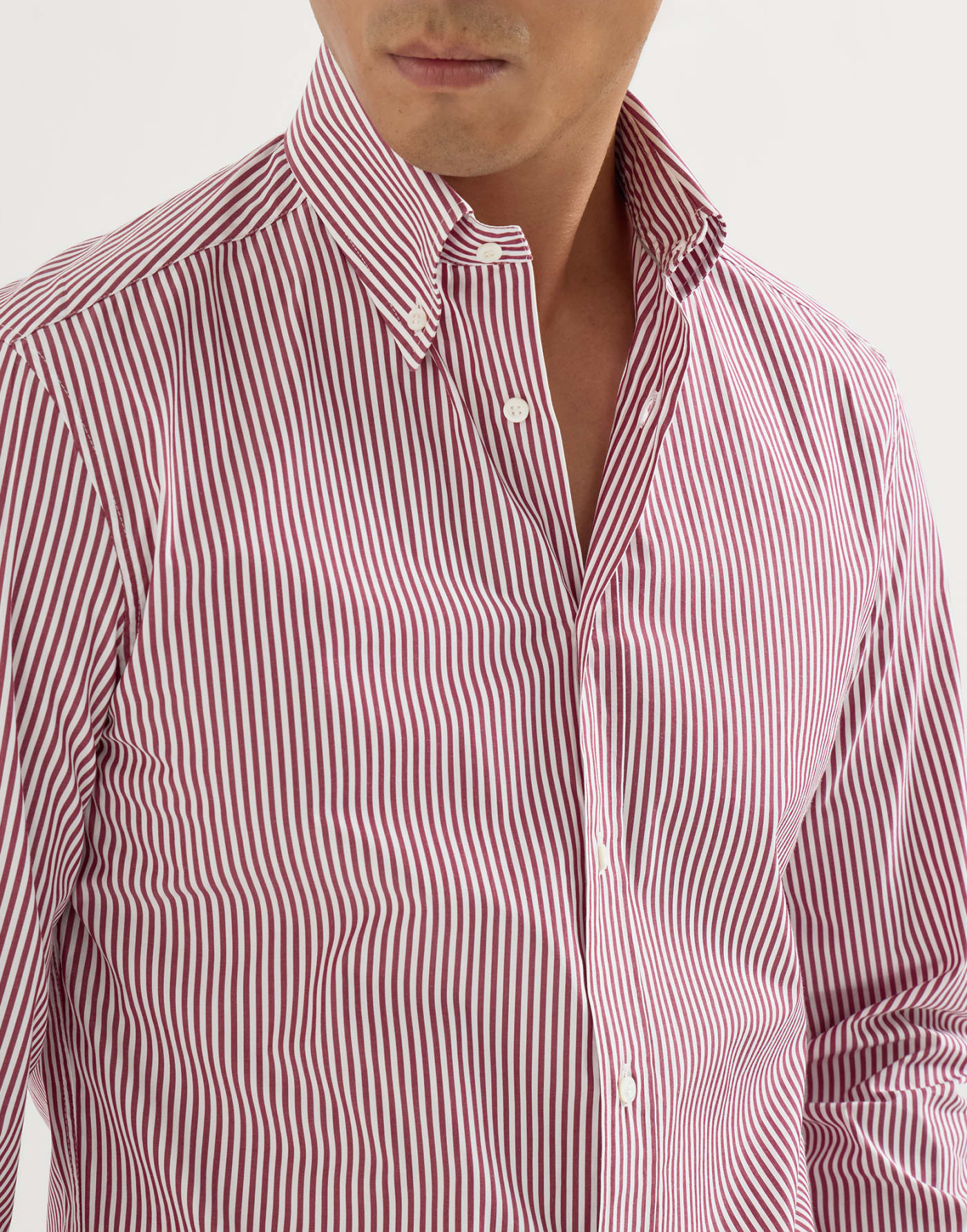 Striped poplin shirt Amaranth Man - Brunello Cucinelli