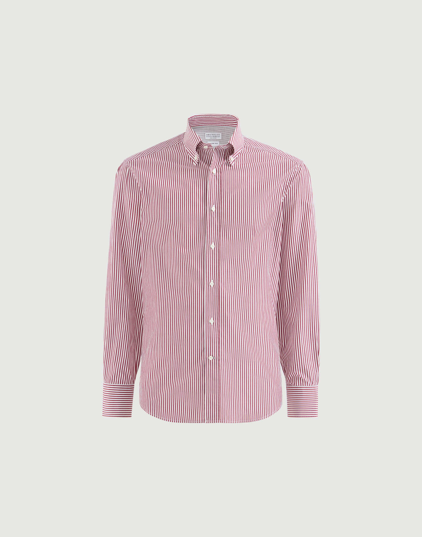 Striped poplin shirt Amaranth Man - Brunello Cucinelli