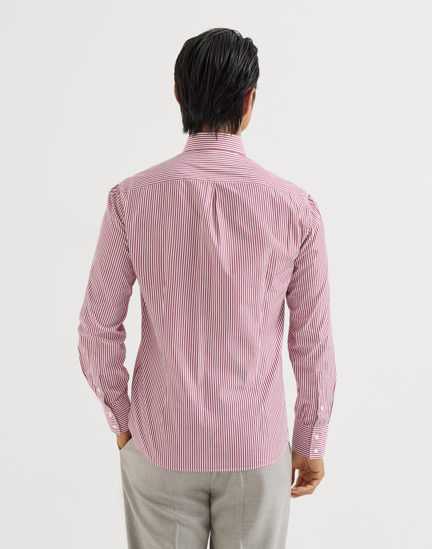 Striped poplin shirt Amaranth Man - Brunello Cucinelli