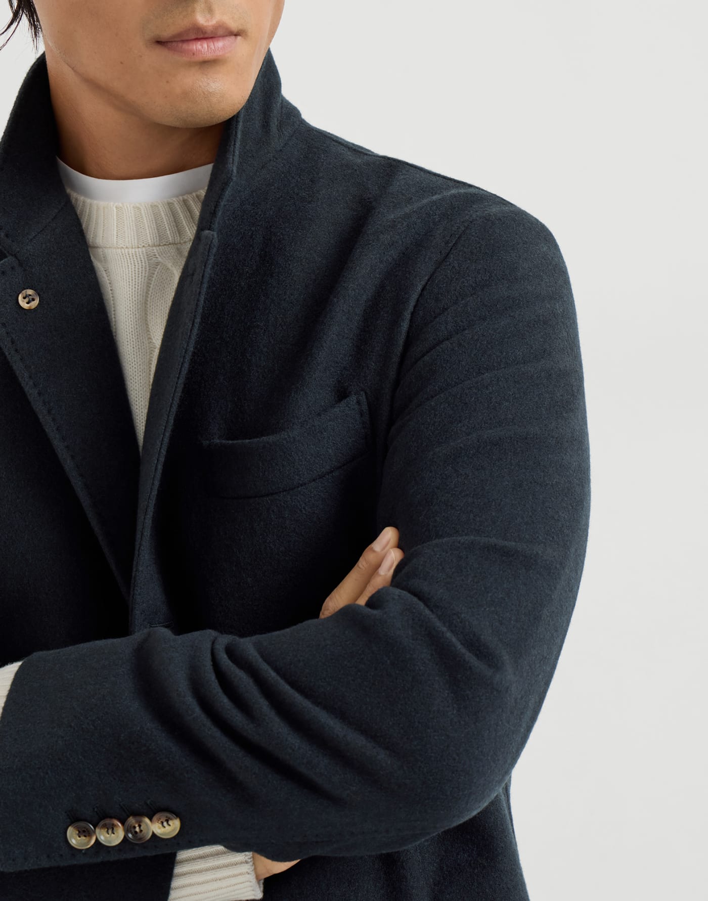 Blazer-style outerwear Navy Blue Man - Brunello Cucinelli