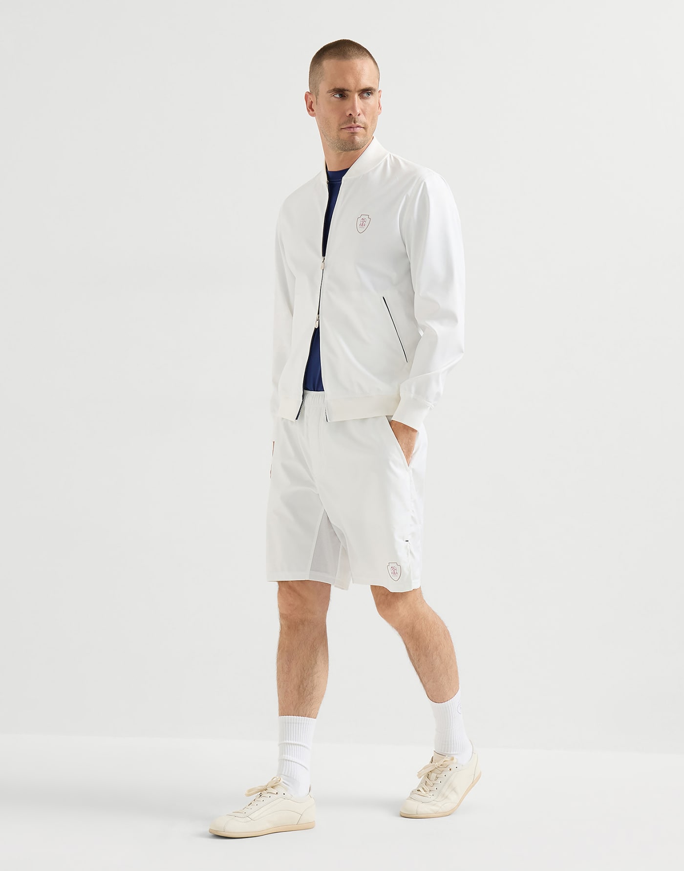 Nylon shorts with logo White Man - Brunello Cucinelli