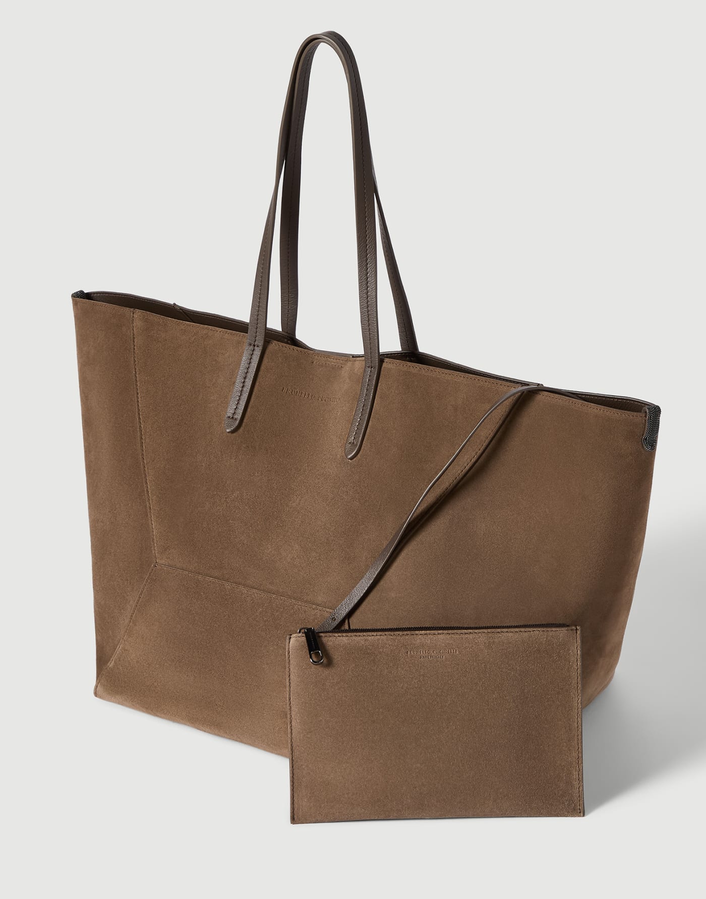 Borsa BC Duo large in camoscio Corteccia Donna - Brunello Cucinelli
