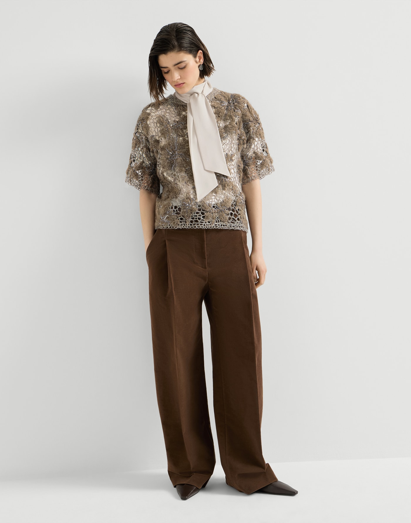 Loose sartorial trousers Brown Woman - Brunello Cucinelli