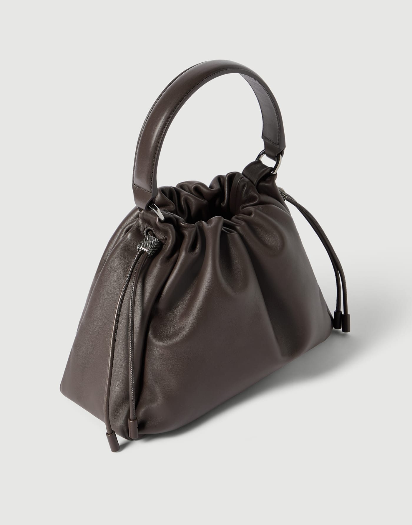Small Soft Leather Mellow Bucket bag Rust Brown Woman - Brunello Cucinelli