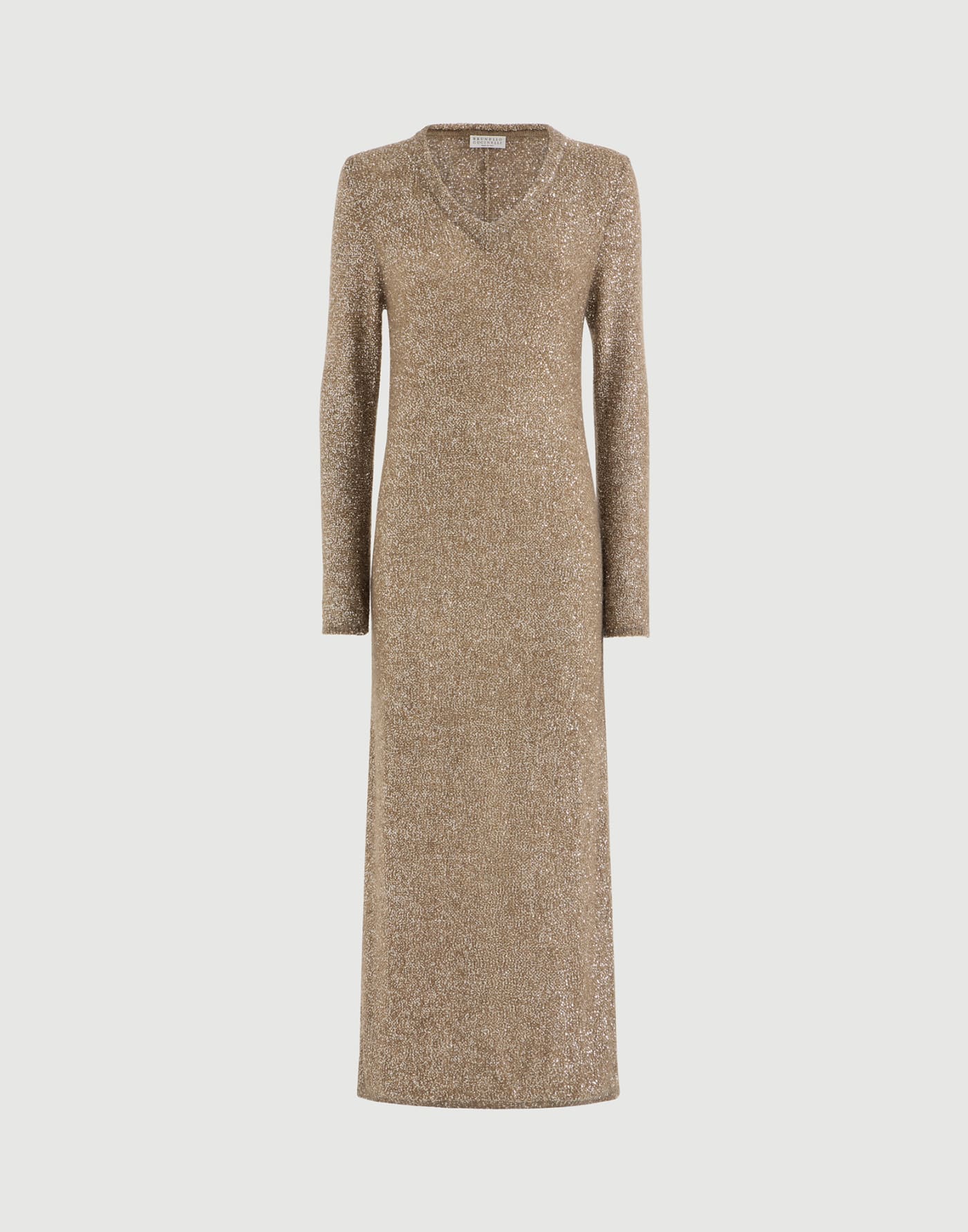 Dazzling texture knit dress Light Brown Woman - Brunello Cucinelli