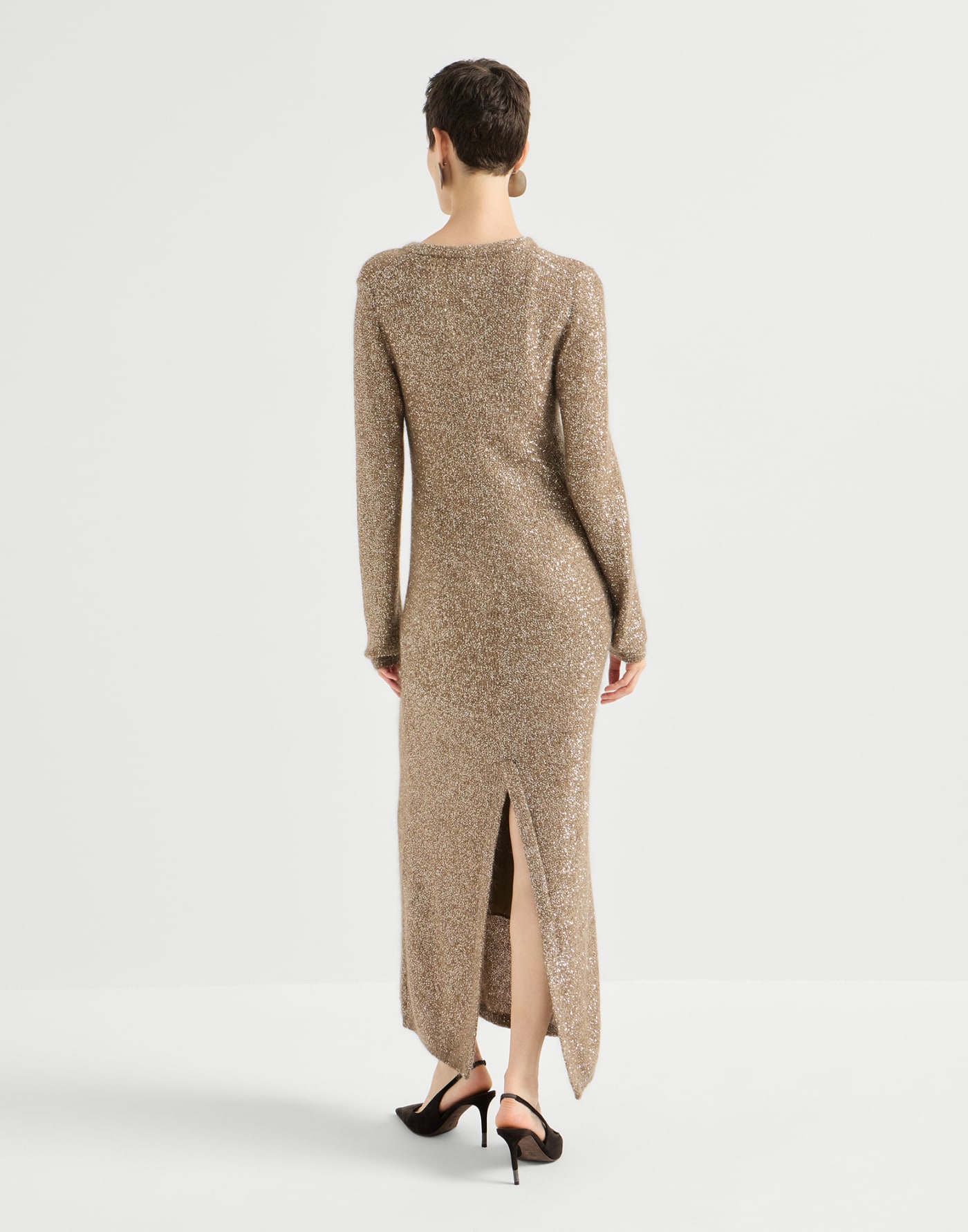 Dazzling texture knit dress Light Brown Woman - Brunello Cucinelli