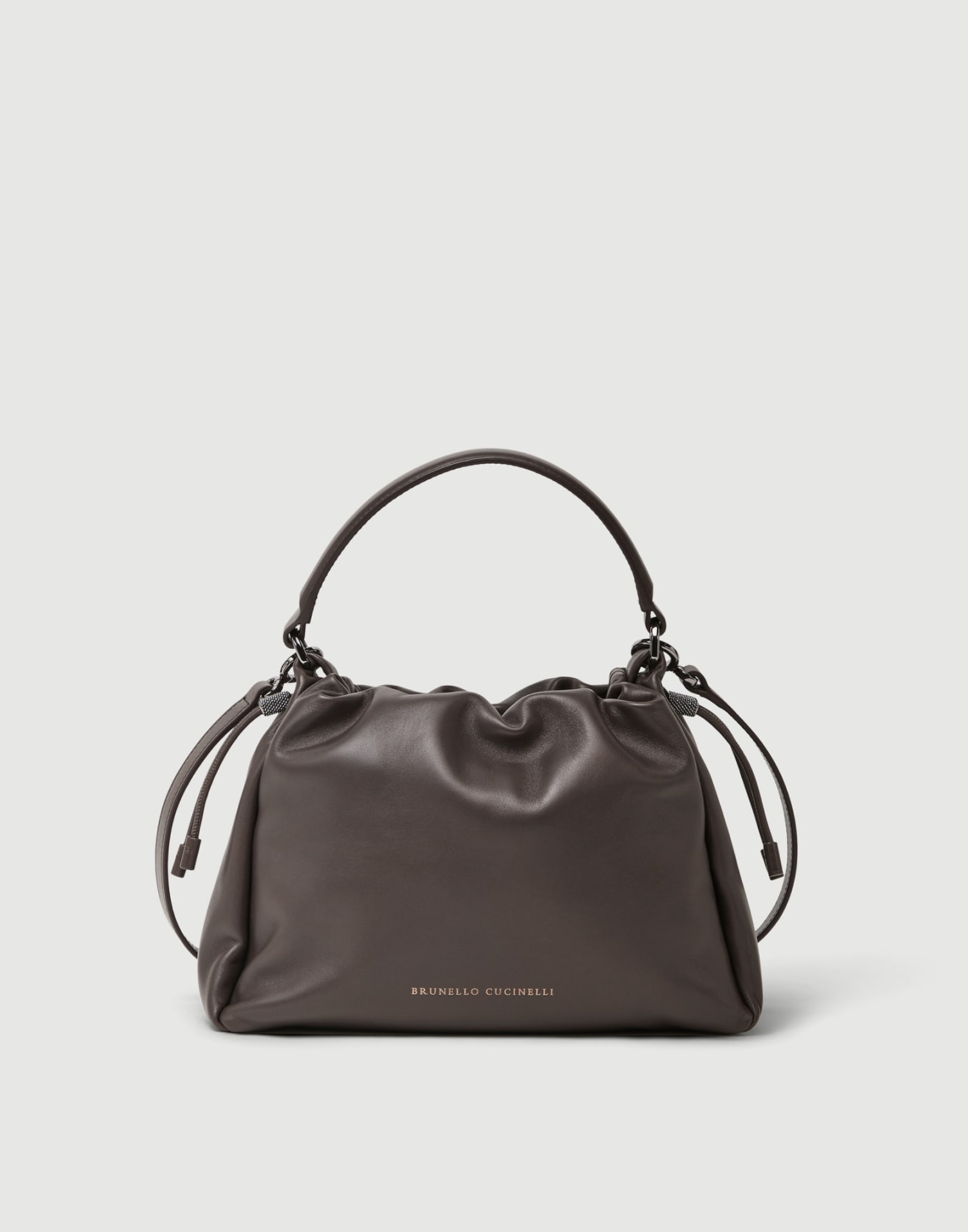 Small Soft Leather Mellow Bucket bag Rust Brown Woman - Brunello Cucinelli