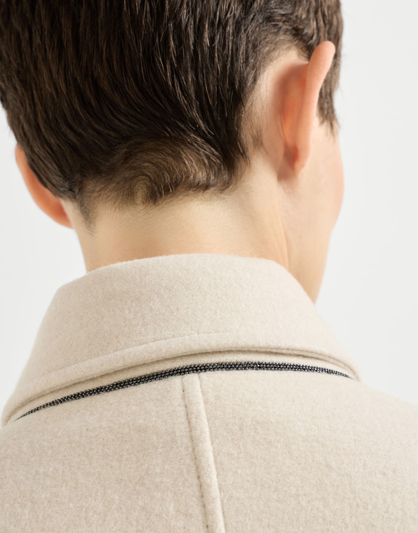 Cashmere coat with belt and monili Beige Woman - Brunello Cucinelli