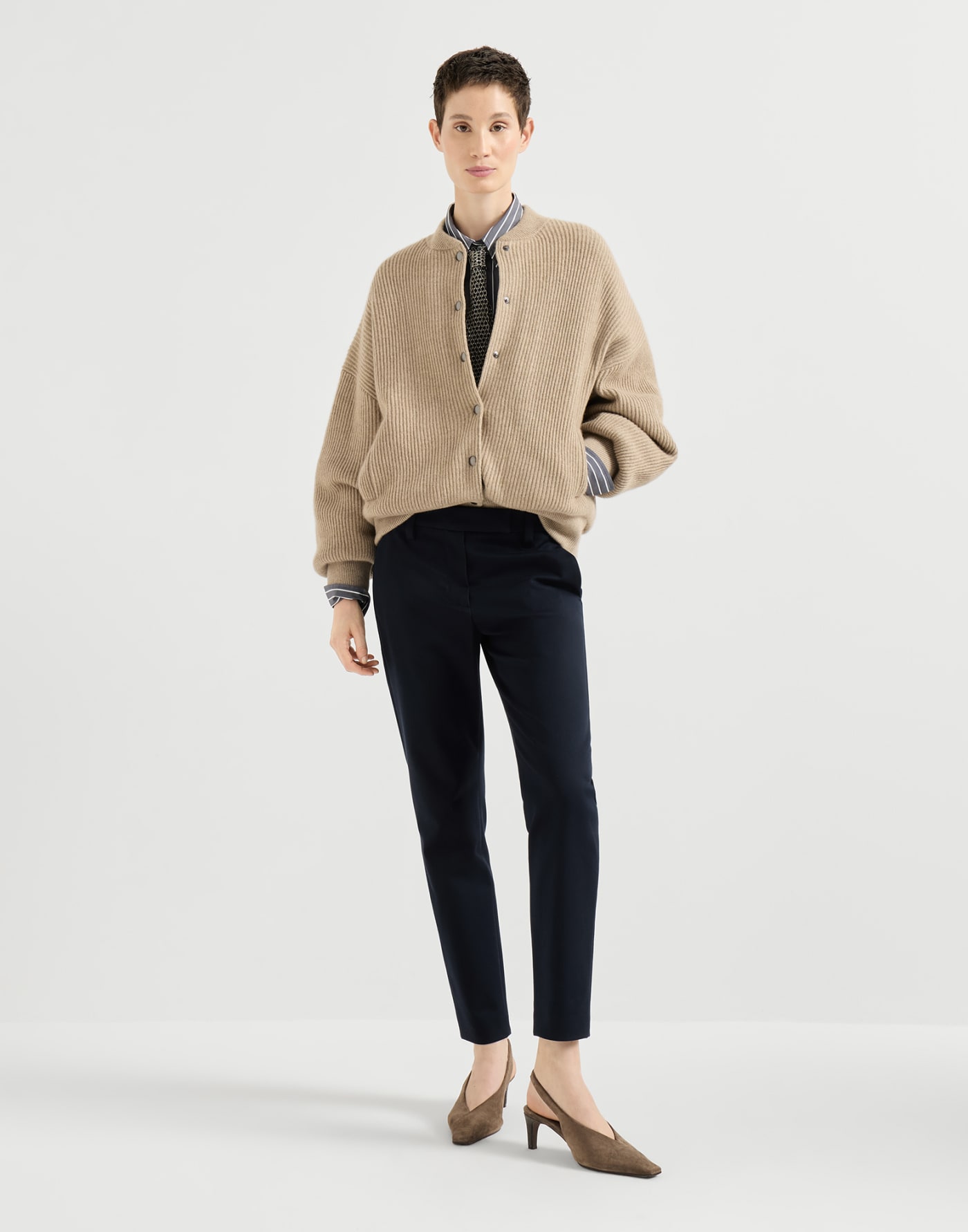Stretch cotton cover trousers Cobalt Woman - Brunello Cucinelli