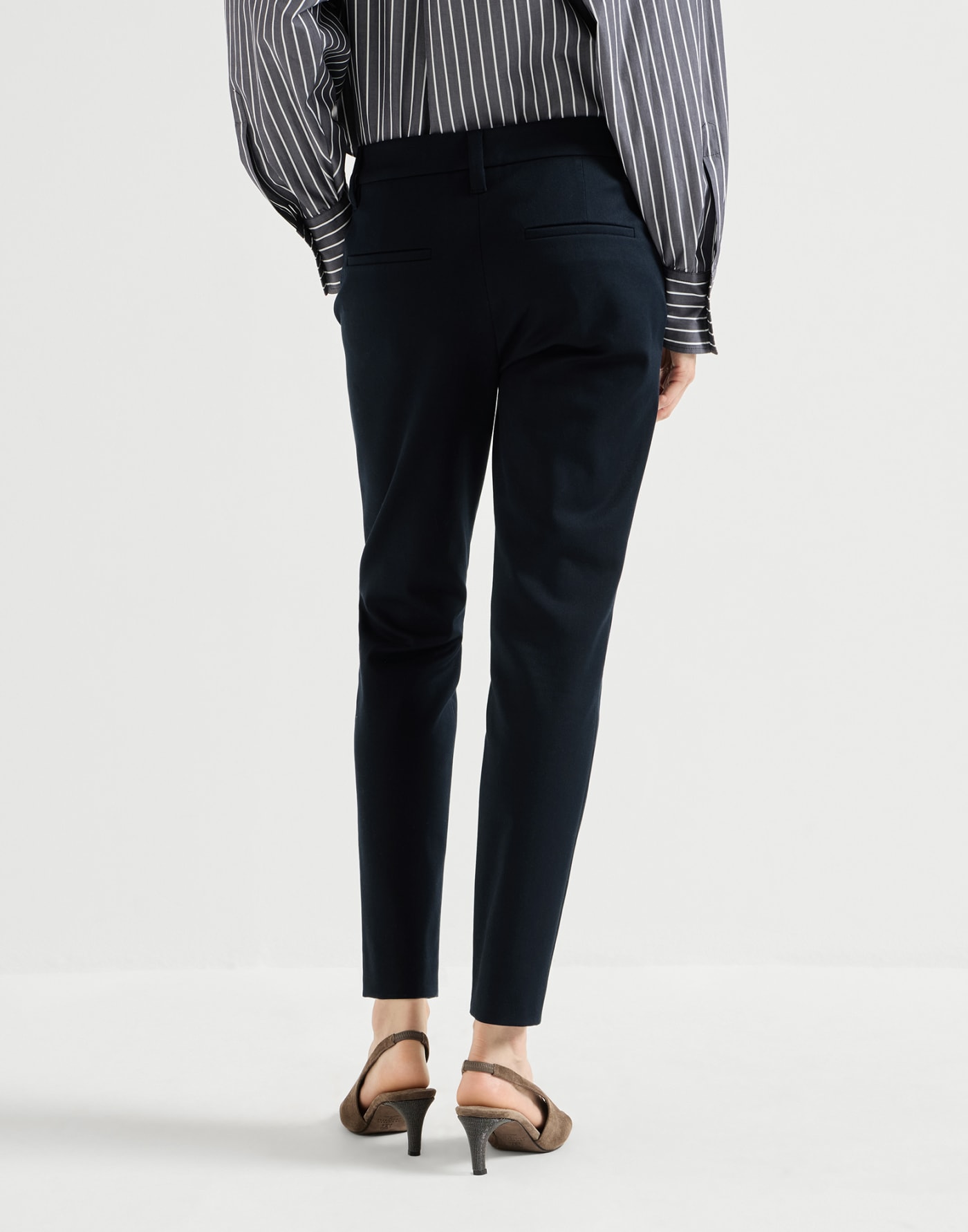Stretch cotton cover trousers Cobalt Woman - Brunello Cucinelli