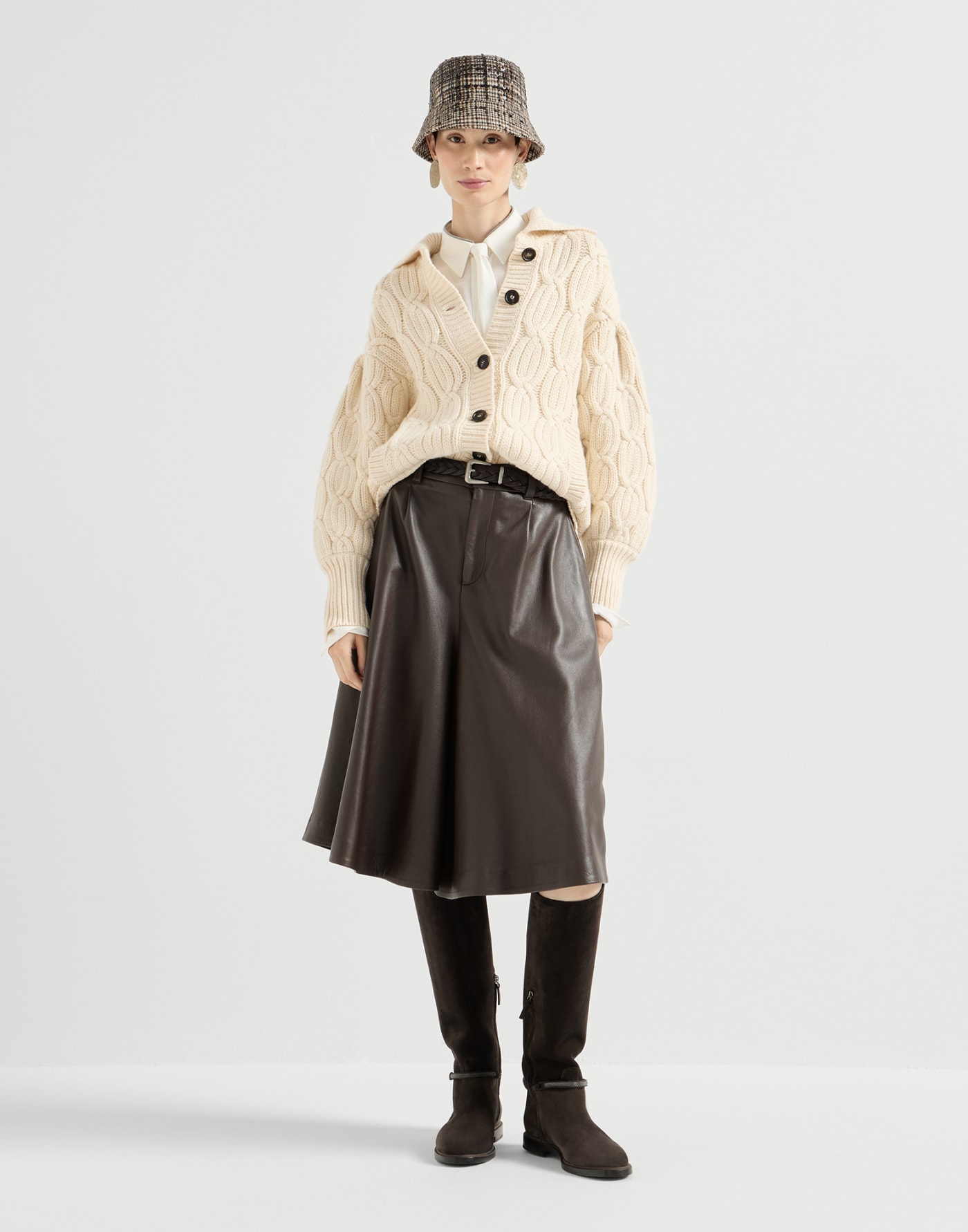 Cashmere feather yarn heritage cable cardigan Butter Woman - Brunello Cucinelli