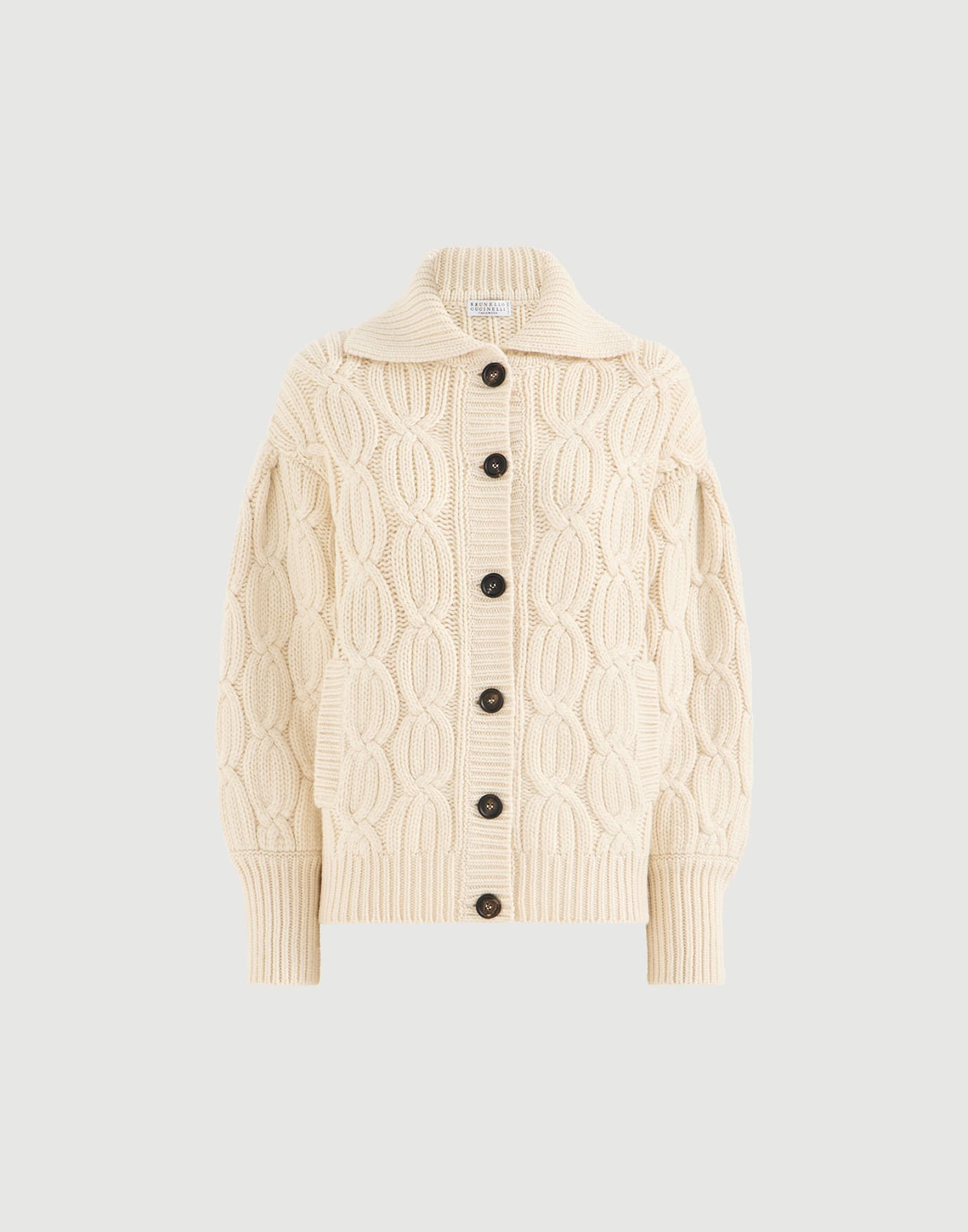 Cashmere feather yarn heritage cable cardigan Butter Woman - Brunello Cucinelli